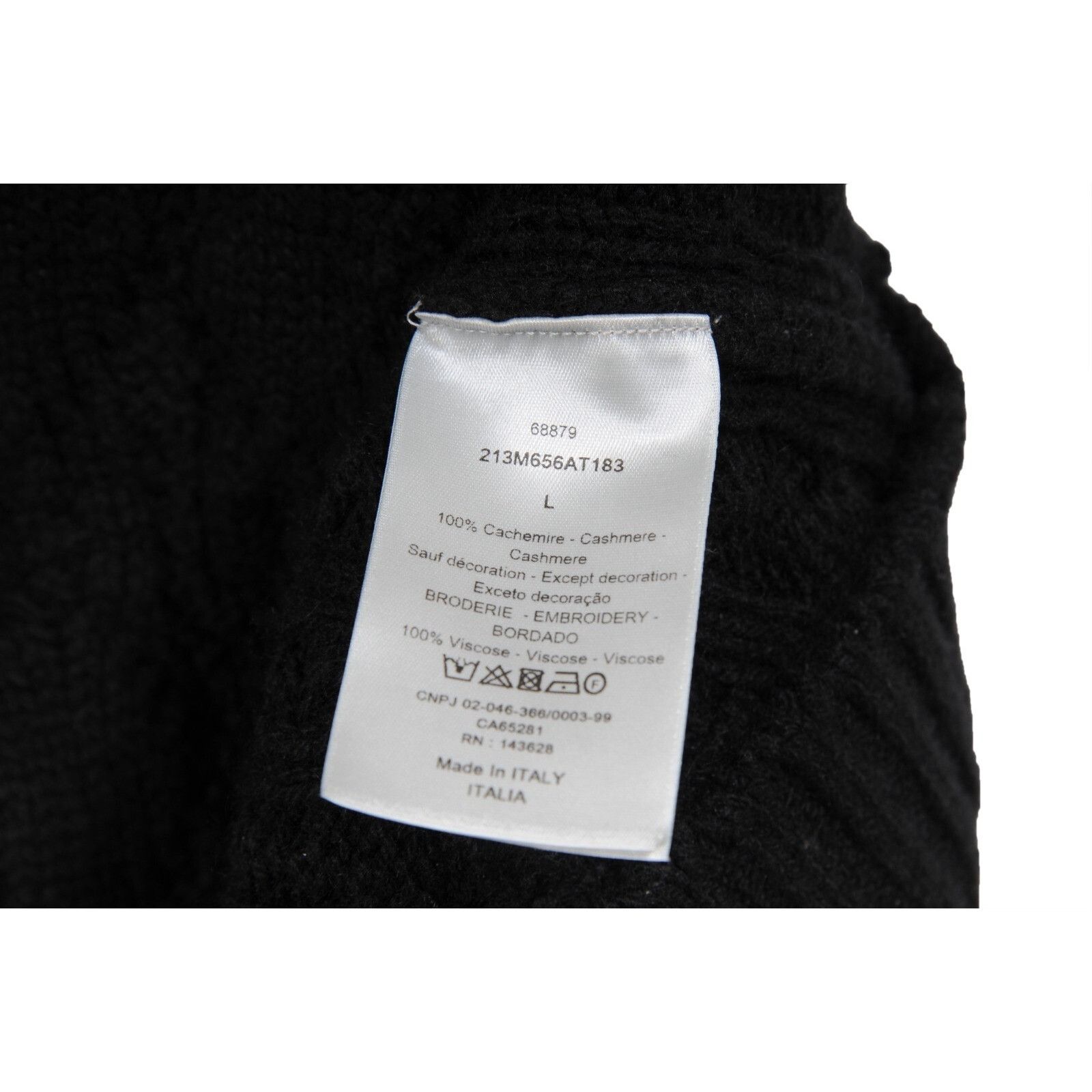 Dior CD Cable Knit Sweater Black Cashmere Pullover Size US L / EU 52-54 / 3 - 8 Thumbnail