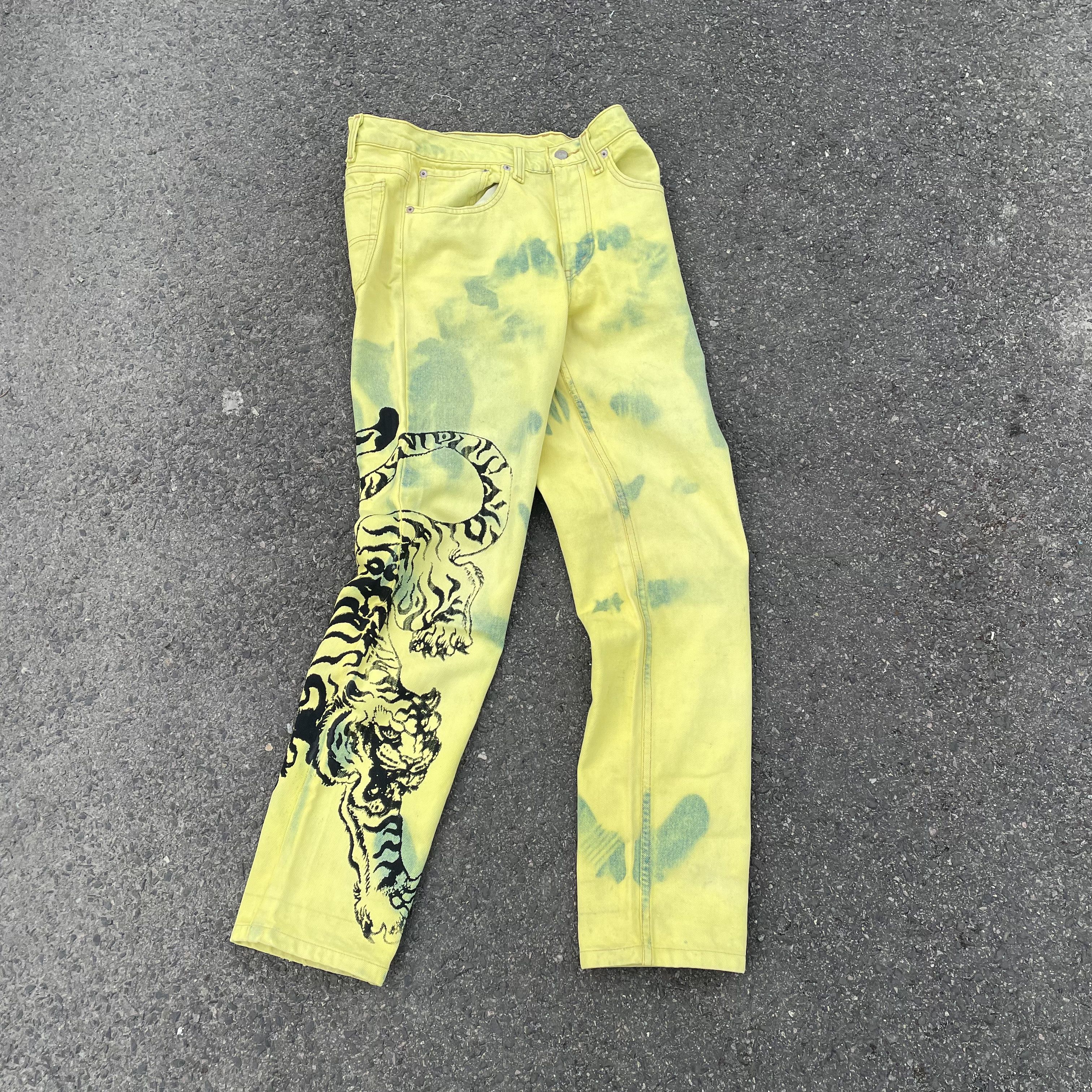 Levi's Vintage Levi's Custom Tiger Pants Graphic Bleach Wash Y2K Size US 31 - 1 Thumbnail