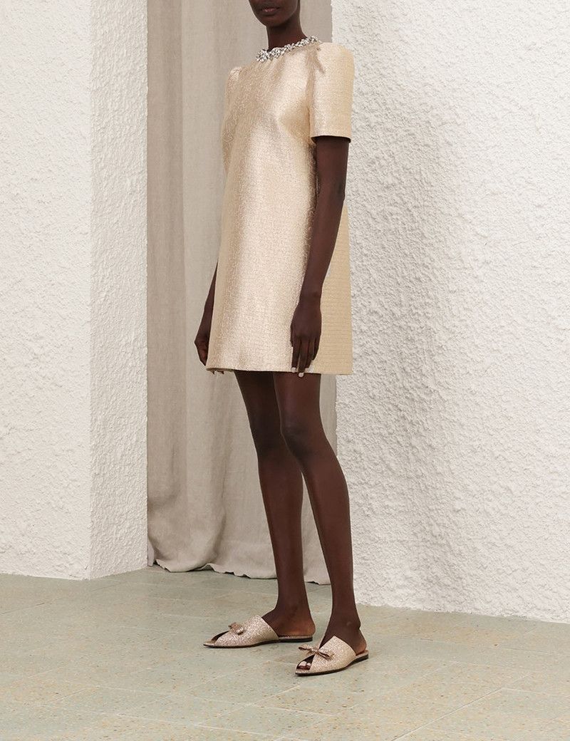 Zimmermann oc11z0226 Crush Shift Dress In Gold Size XS / US 0-2 / IT 36-38 - 3 Thumbnail