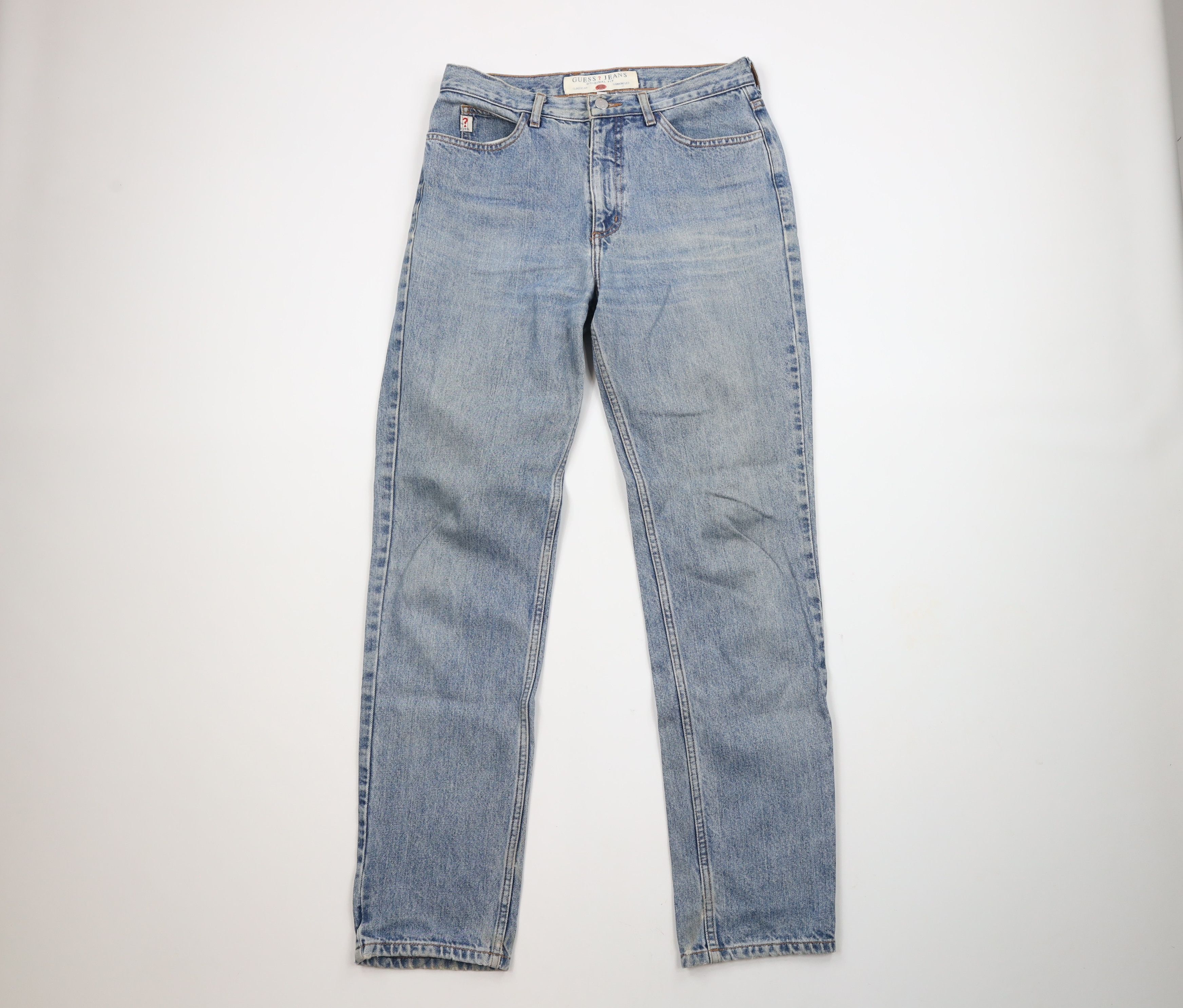 Guess × Vintage Vintage 90s Guess Jeans Narrow Leg Denim Jeans Blue Cotton Size US 31 - 1 Thumbnail