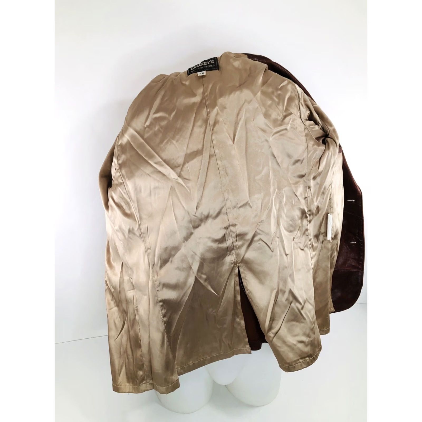 Vintage LUSKEY'S WESTERN STORES Vintage LEATHER Mens 38 Cowboy Blazer Brown Western Theme Jacket Size 38R - 6 Thumbnail