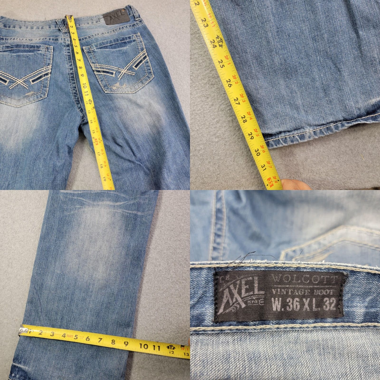 Denime Axel Jeans Mens 36x32 Light Wash Blue Volcott Vintage Bootcut Denim Pants Size US 36 / EU 52 - 9 Thumbnail
