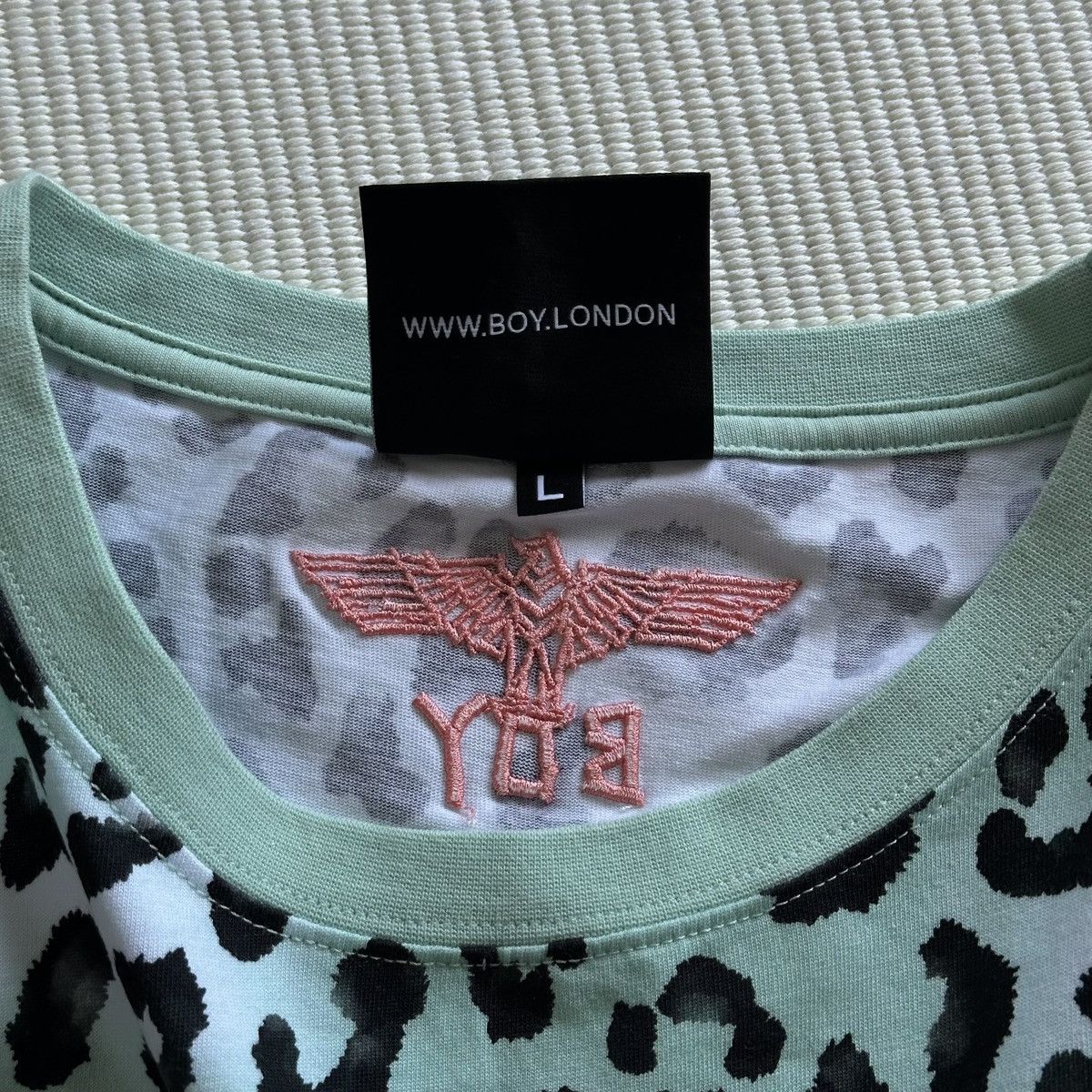 Boy London BOY LONDON Leopard Print Butterfly Effect Mint Green Tshirt Size US L / EU 52-54 / 3 - 4 Thumbnail