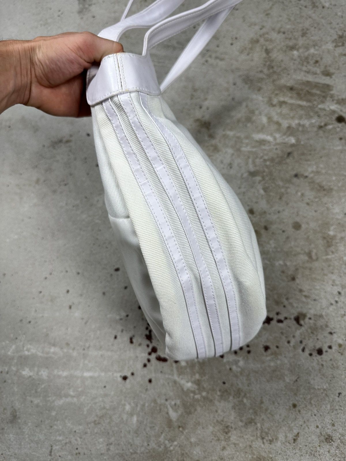 Adidas Vintage Y2K Adidas White Beige Shoulder Hand Bag 3 Stripes Size ONE SIZE - 8 Thumbnail