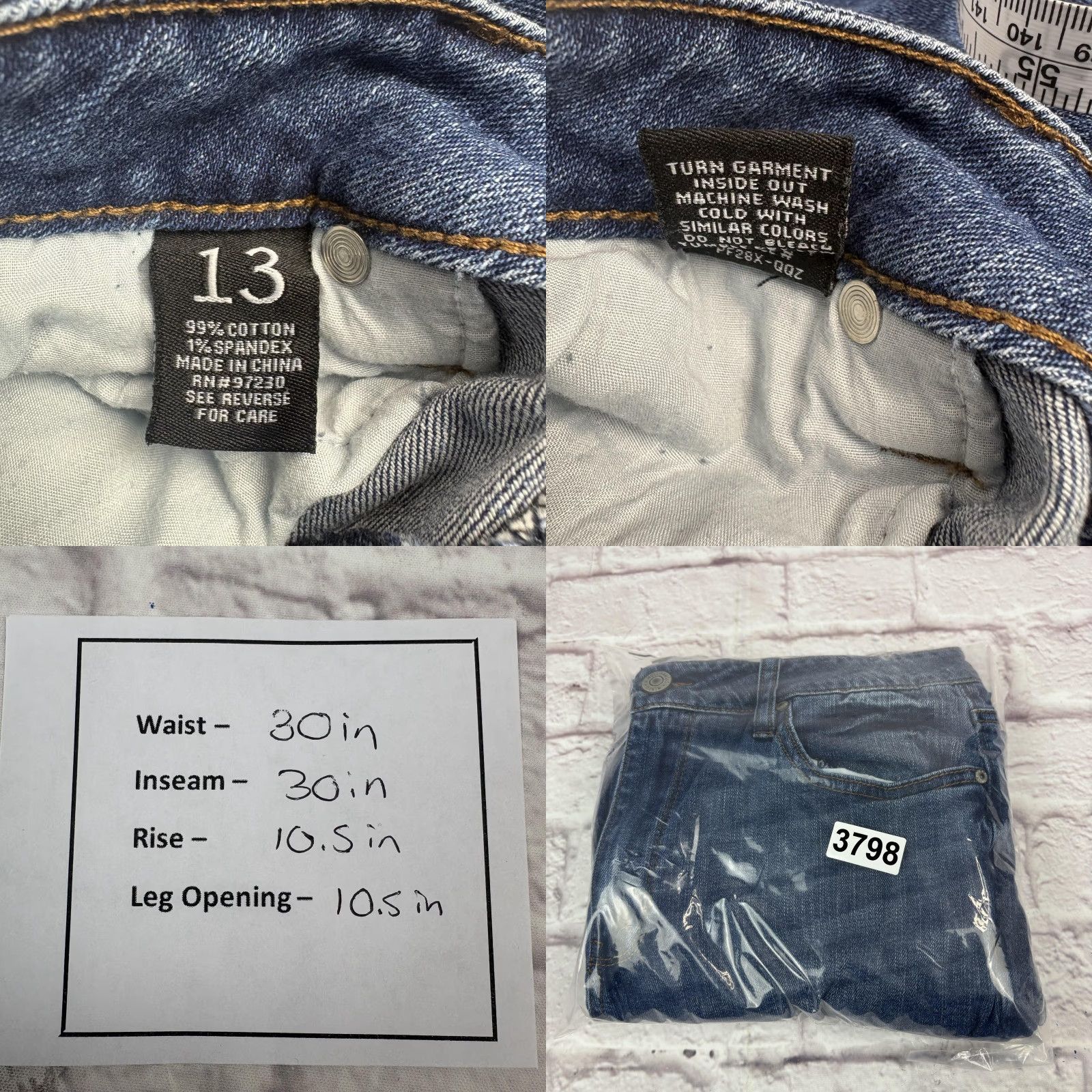 Almost Famous Almost Famous Jeans Womens 13 Medium Wash Blue Distressed Flare Raw Hem 30x30 Size 30" / US 8 / IT 44 - 10 Thumbnail
