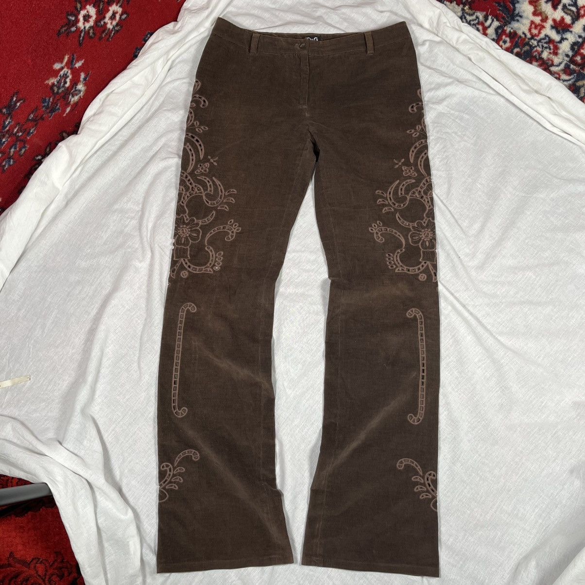 Dolce & Gabbana Vintage DOLCE & GABBANA D&G F/W 2002 Brown Corduroy Pants Size 32" / US 10 / IT 46 - 2 Thumbnail