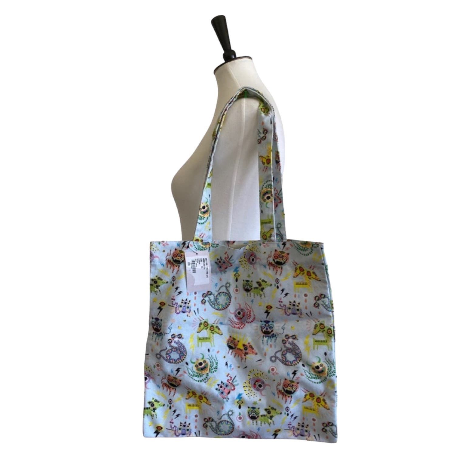 image of Gucci Blue Monsters Cotton Shopping Tote Nwt, Women's