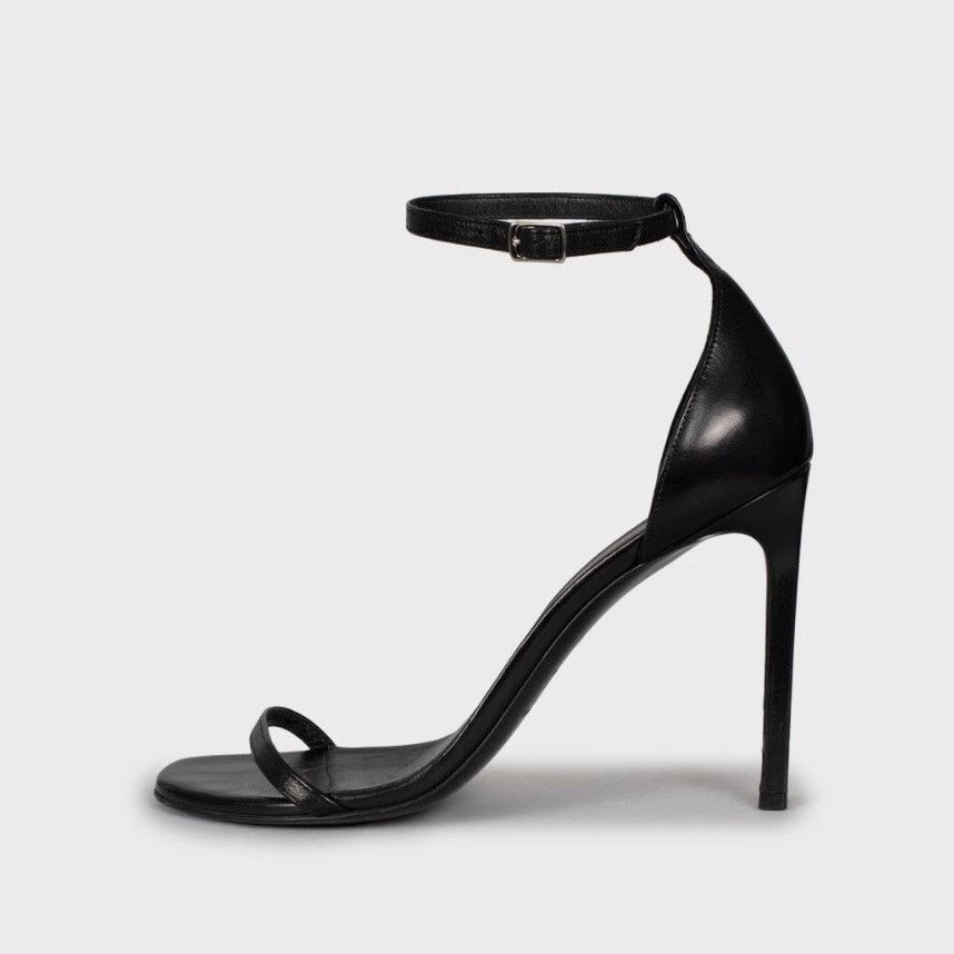 Saint Laurent Black Leather Stiletto Heels Size 37.5