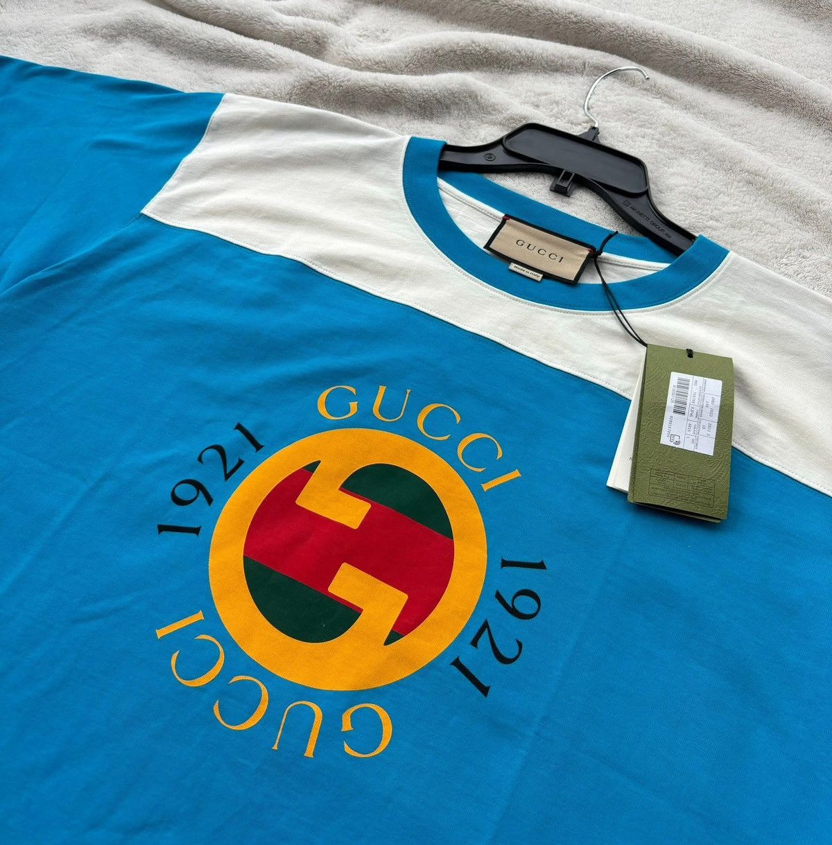 Gucci Gucci Blue Interlock 1921 Logo Tee Size US XL / EU 56 / 4 - 3 Thumbnail