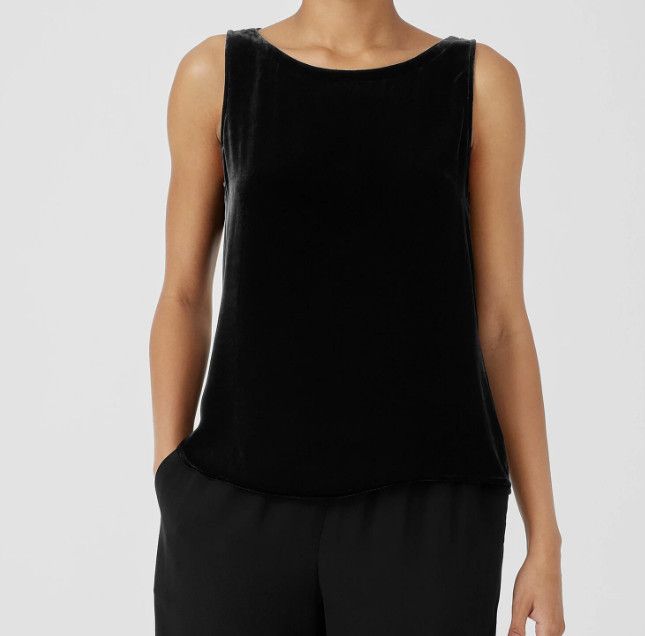 Eileen Fisher Eileen Fisher Velvet Bateau Neck Tank Black ( 3X ) Size 3XL / US 20-22 - 3 Thumbnail
