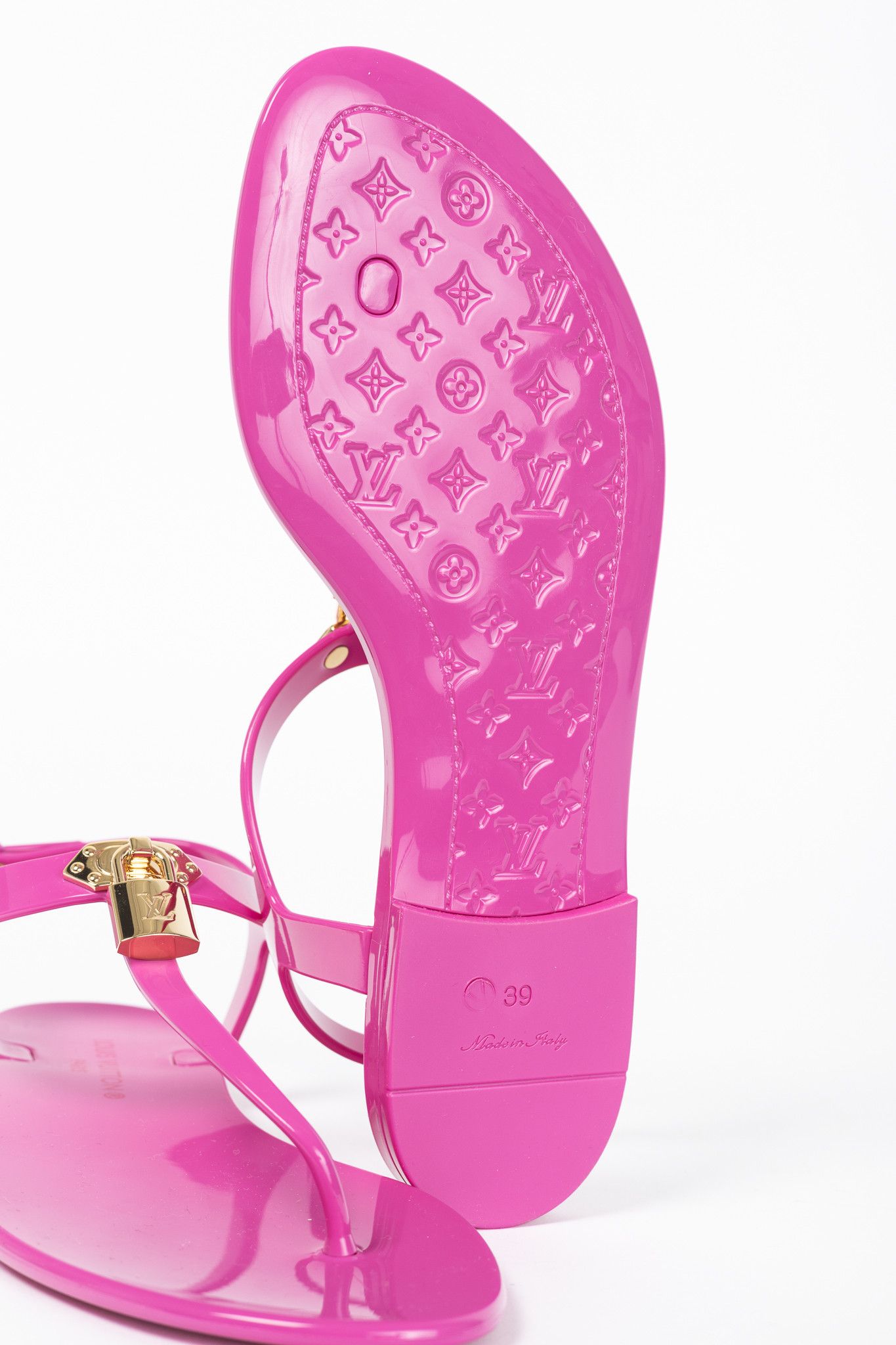 Louis Vuitton Louis Vuitton Bikini Magenta Flat Padlock Thong Sandals Size US 8.5 / IT 38.5 - 6 Thumbnail