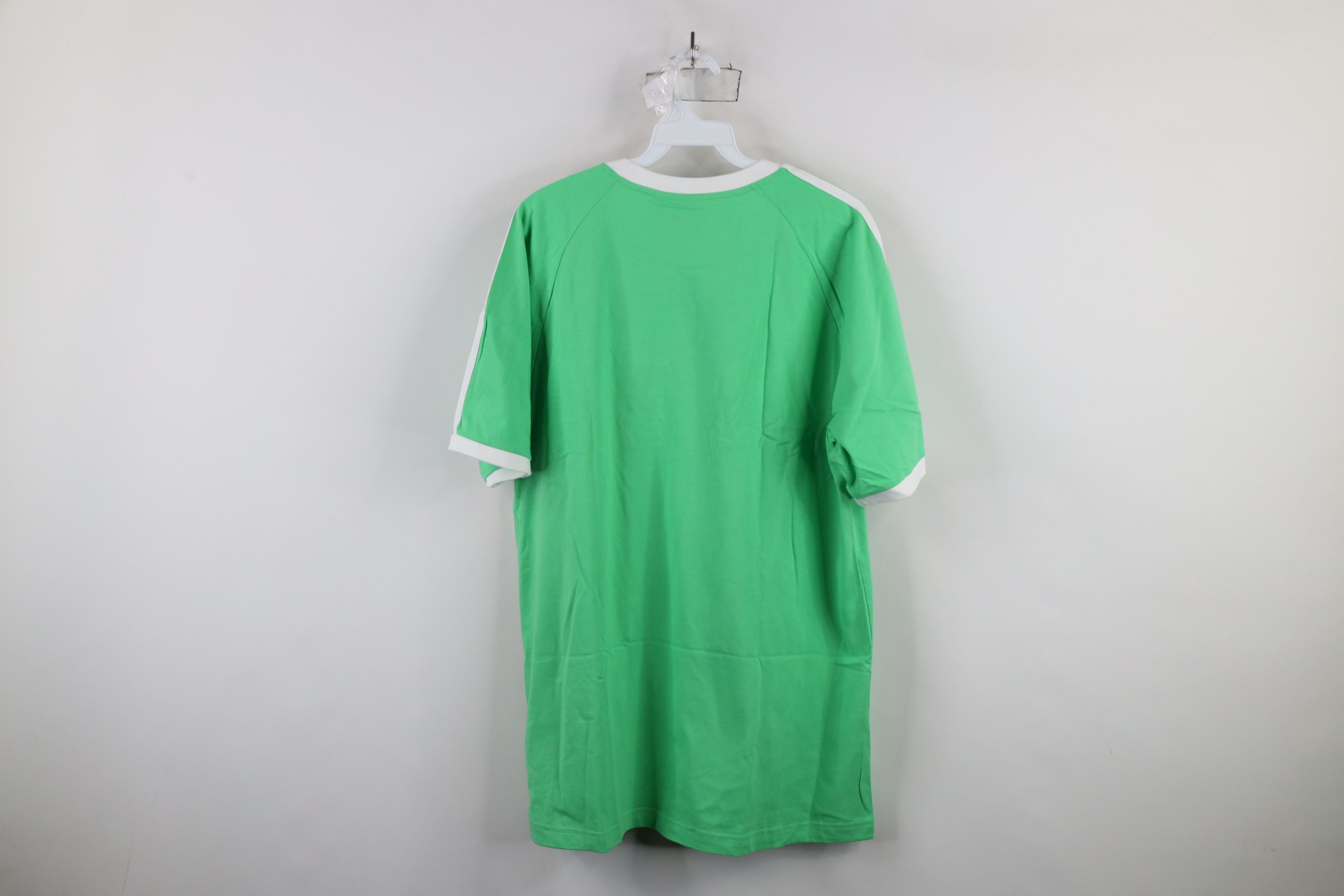 Adidas × Vintage New Adidas Trefoil Striped Short Sleeve Ringer T-Shirt Lime Size US L / EU 52-54 / 3 - 9 Thumbnail
