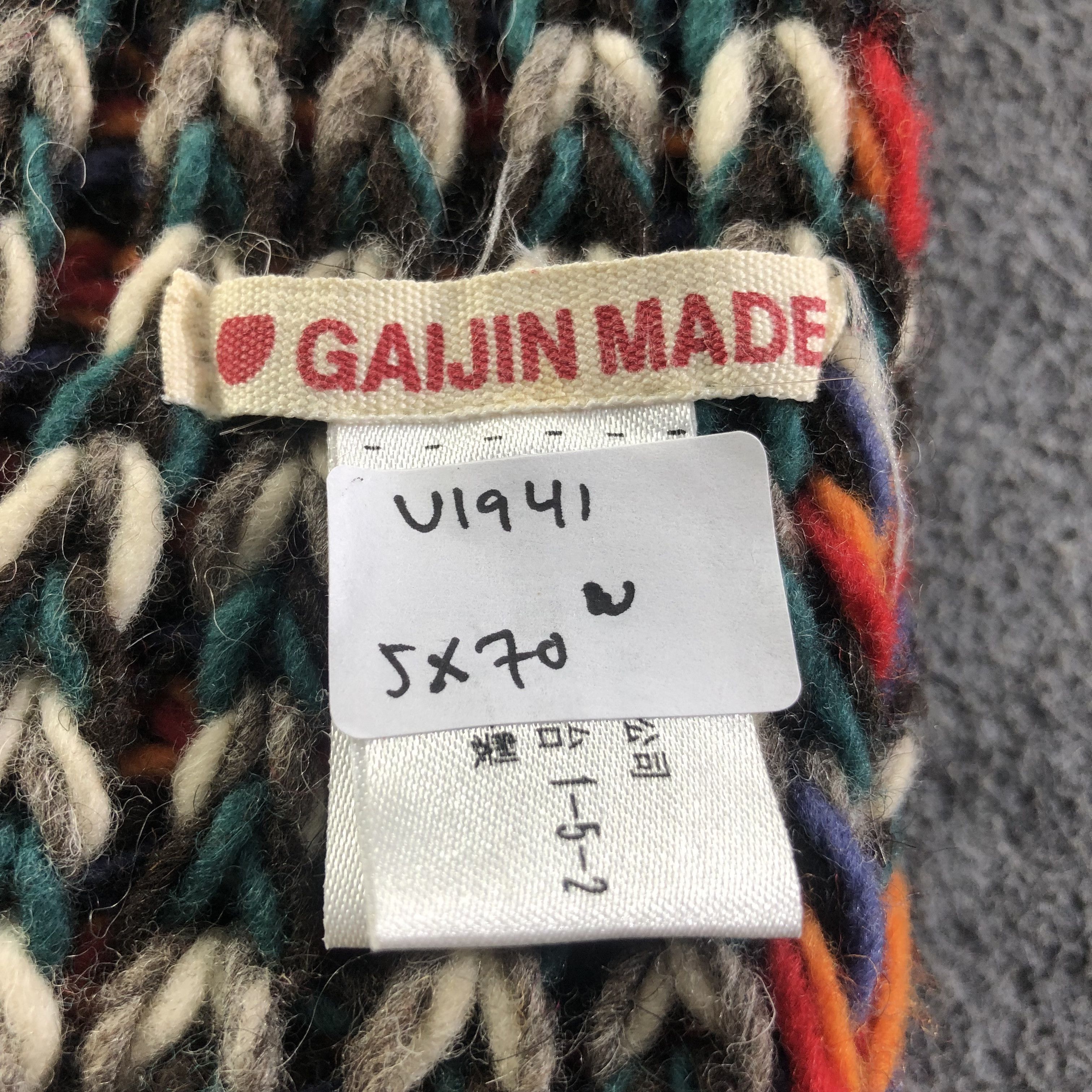Japanese Brand Gaijin Made Knit Wool Scarf Muffler V1941 Size ONE SIZE - 9 Thumbnail