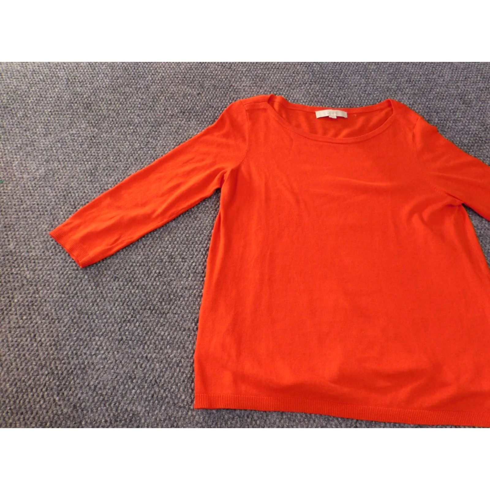 Loft LOFT Sweater Pullover Medium Orange Womens Cable Knit Stretch Crew Neck Casual Knit Pattern Regular Cotton Nylon Rayon Size M / US 6-8 / IT 42-44 - 3 Thumbnail