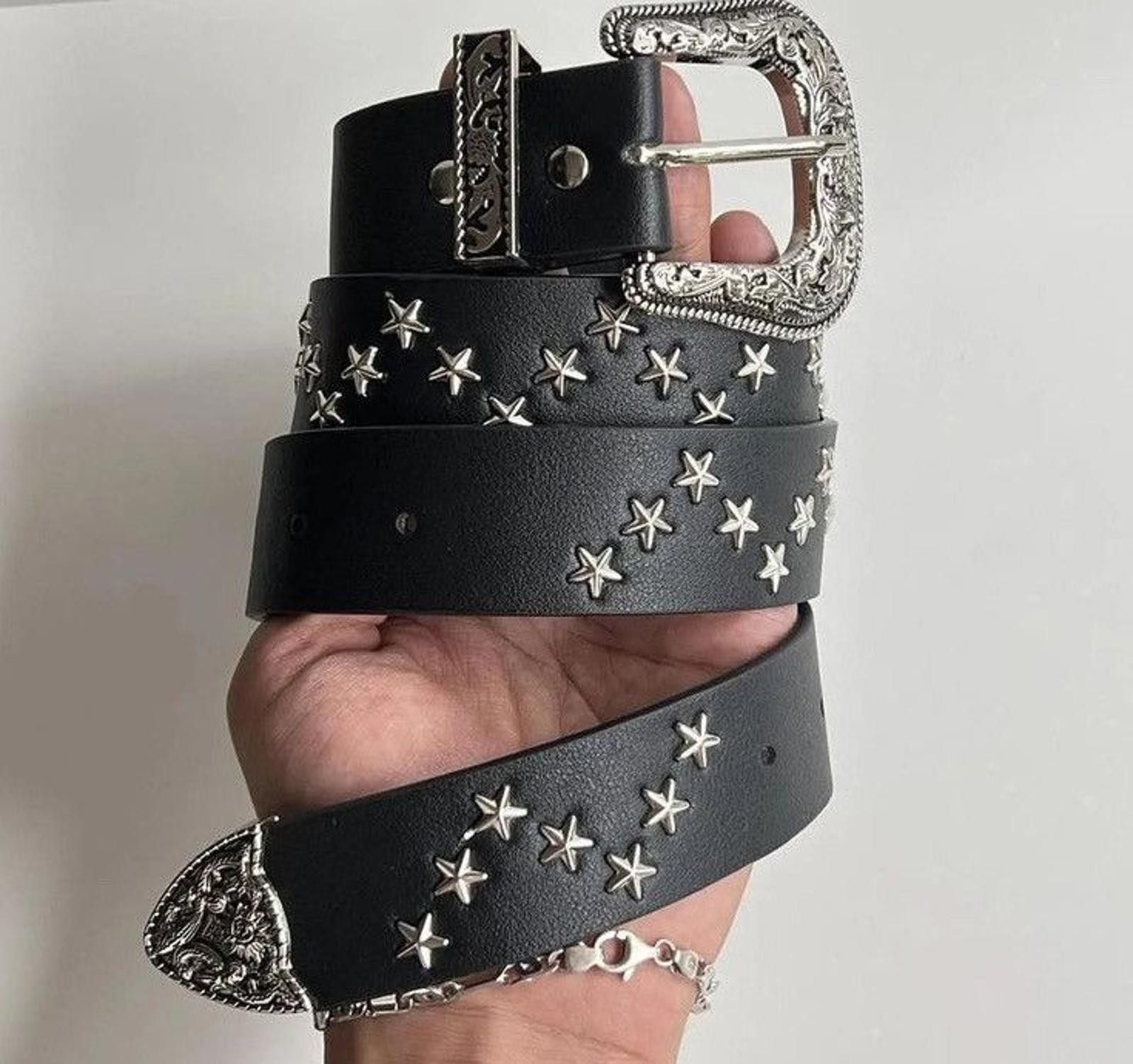 Other Stylish Black Western Belt with Silver Buckle Size ONE SIZE - 7 Thumbnail