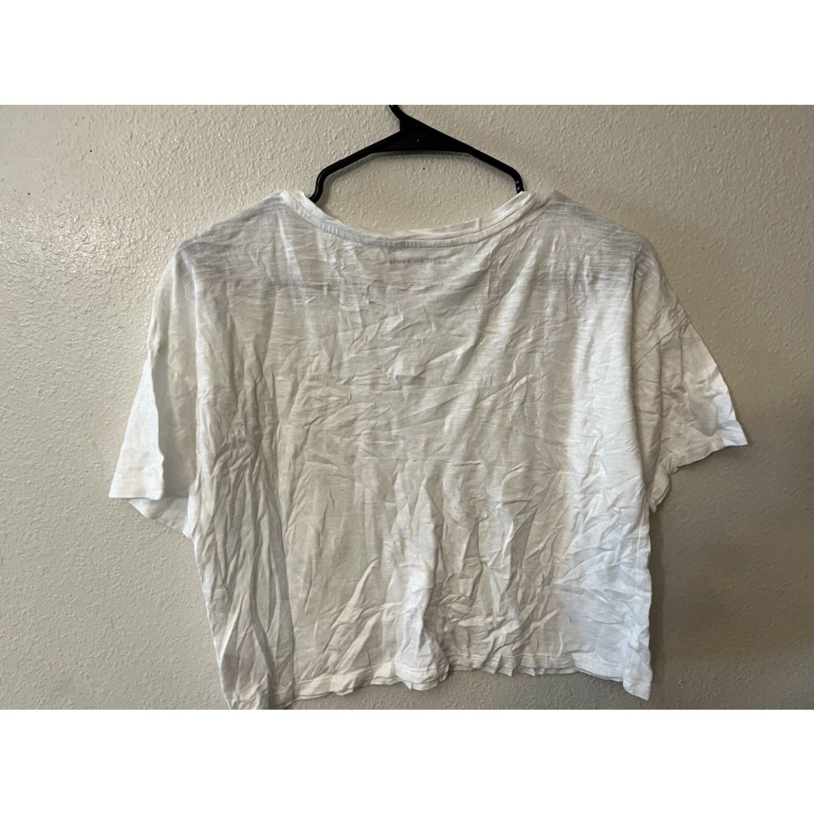 American Eagle Outfitters American Eagle Womens Crop T-Shirt Small White Short Sleeve Solid Casual 90s Rock Size S / US 4 / IT 40 - 2 Thumbnail
