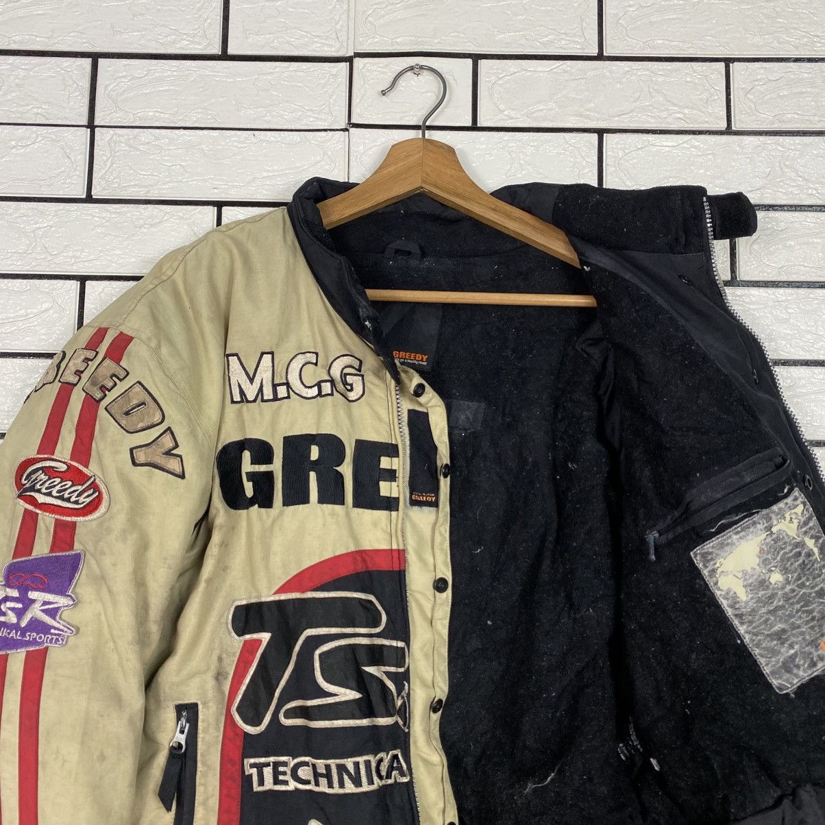 Japanese Brand Vintage Biker Jacket Cafe Racer Greedy Big Logo Size US L / EU 52-54 / 3 - 16 Thumbnail