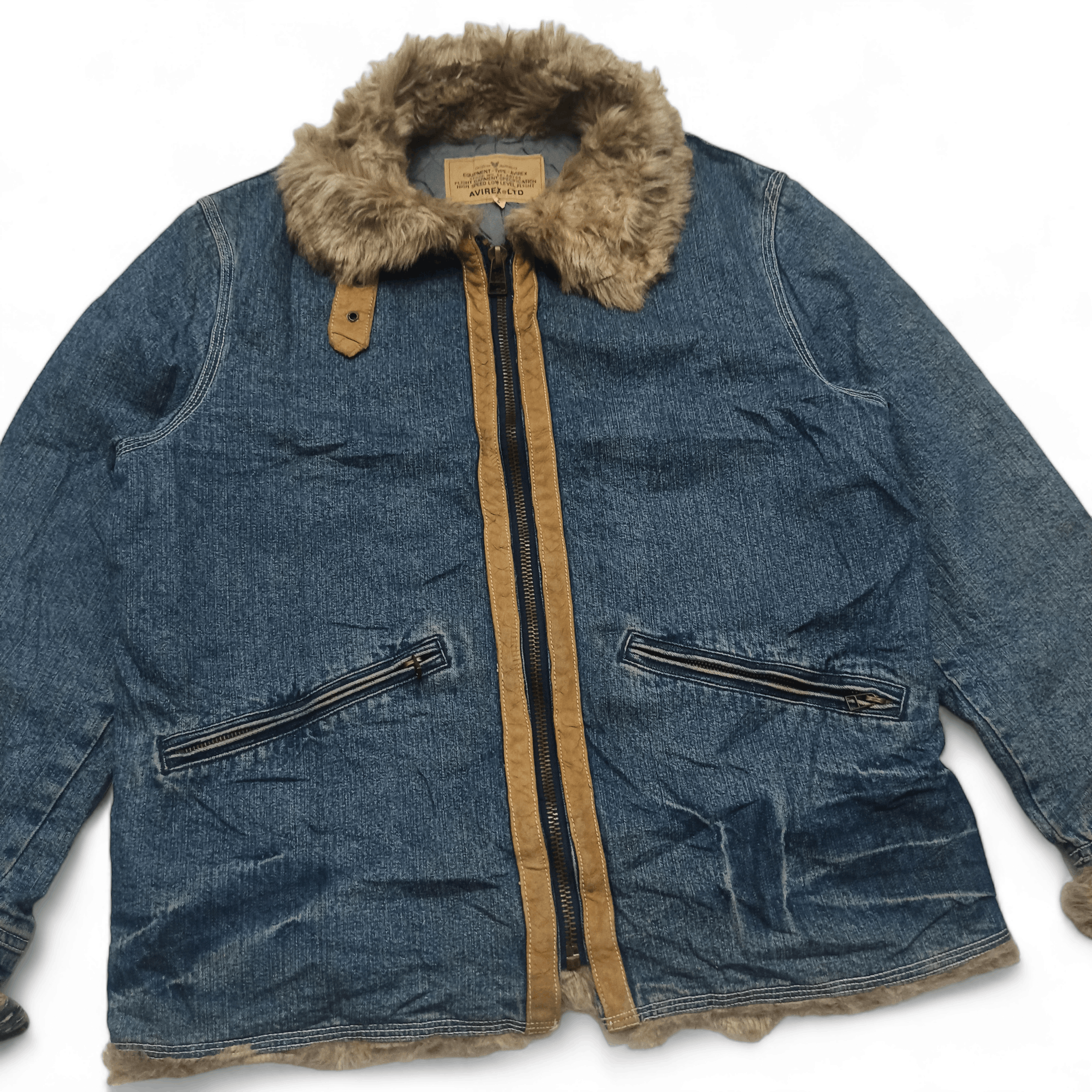 Avirex Vintage Avirex Military Air Force Fur Denim Jean Jacket Size US L / EU 52-54 / 3 - 4 Thumbnail