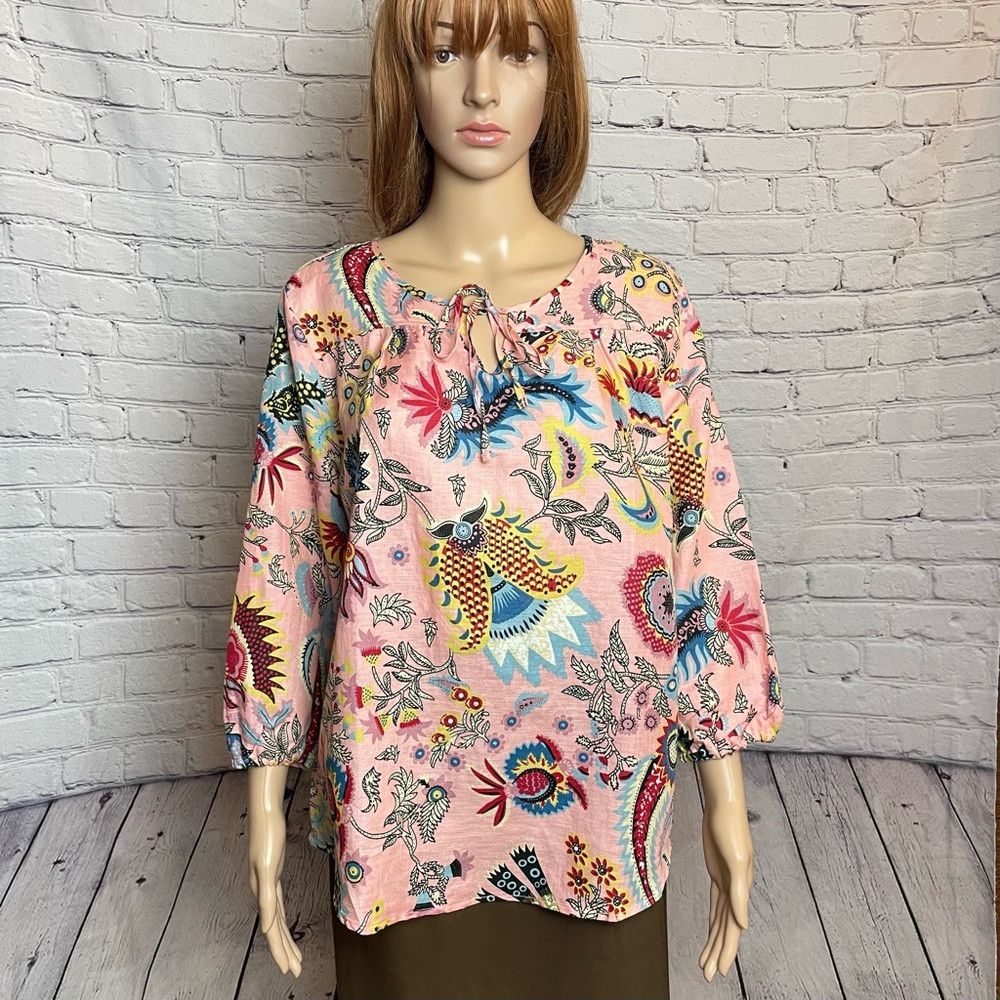 Other NWT New Linen Blend by Hester & Orchard Floral Tropical Blo Size M / US 6-8 / IT 42-44 - 1 Thumbnail