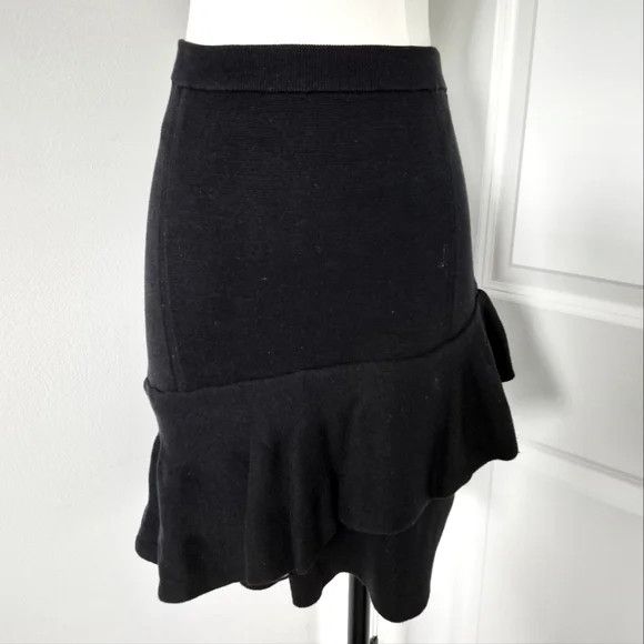 Sandro Cotton Ruffle Knit Skirt Fall Party Gift Spring Summer Size 26" / US 2 / IT 38 - 3 Thumbnail