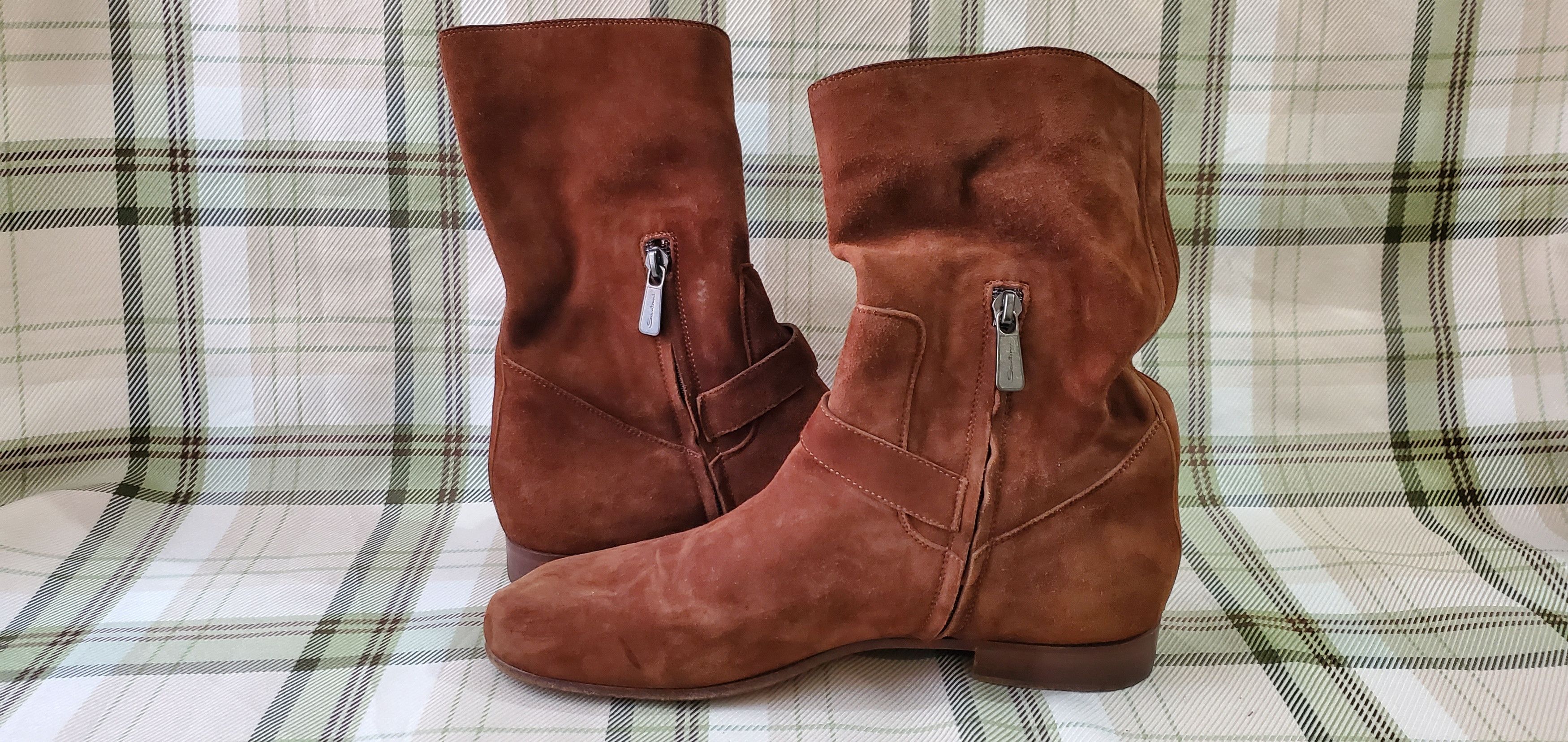 Santoni Santoni Brown Buckle Ankle Suede Boots Size US 9 / IT 39 - 7 Thumbnail