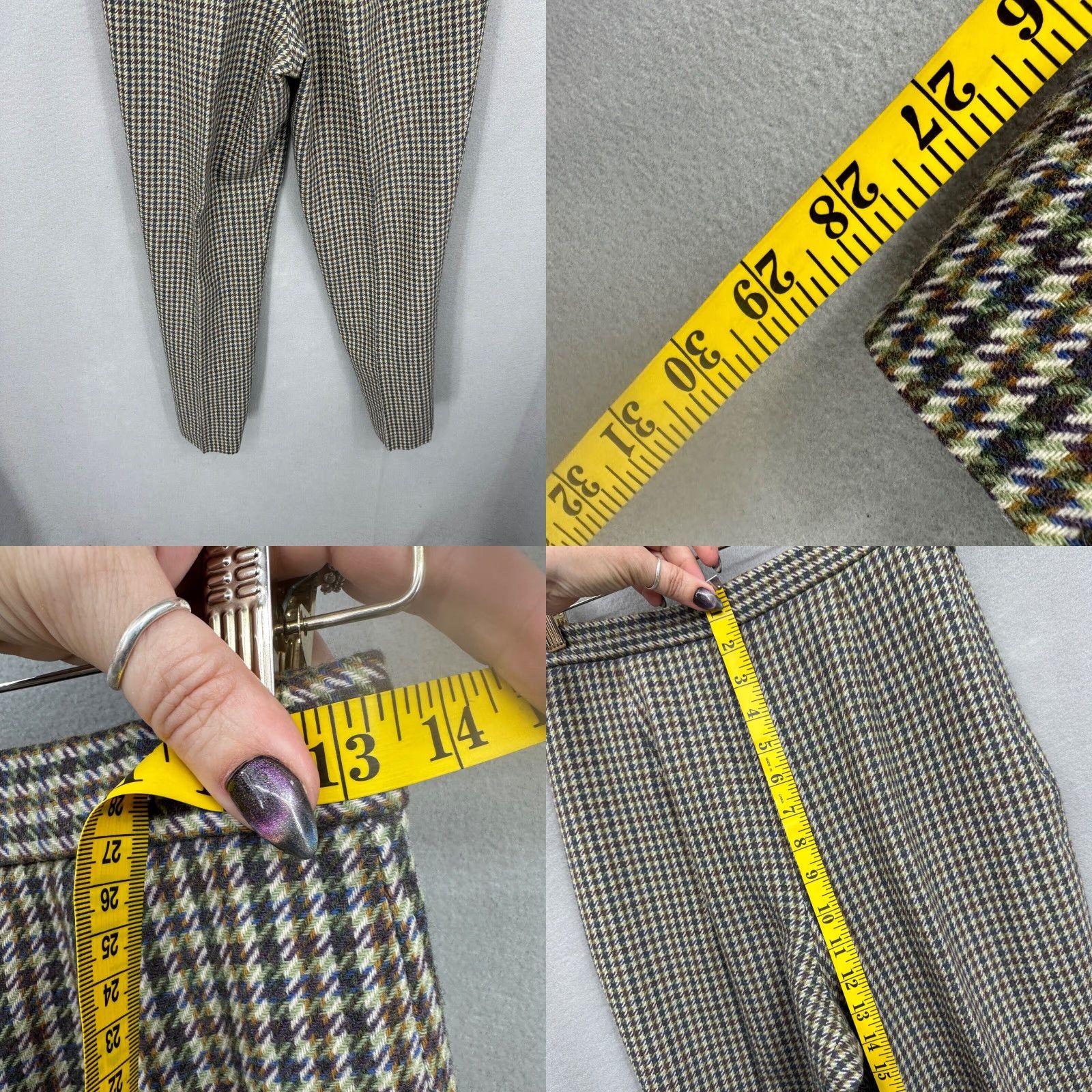 Pendleton VINTAGE Pendleton Knockabout Pants Womens 6 Green Houndstooth Wool Zip Preppy Size 28" / US 6 / IT 42 - 8 Thumbnail