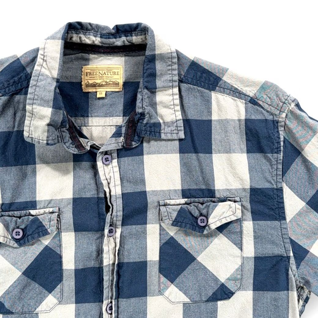 Vintage Free Nature Shirt Men MEDIUM Blue Buffalo Check Button Up Size US M / EU 48-50 / 2 - 2 Thumbnail