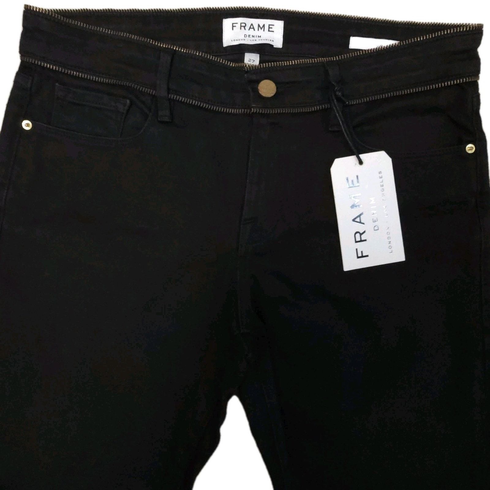 Frame Frame Le Garcon Zip Trim Dark Wash MidRise Boyfriend 27 W 31 Size 27" / US 4 / IT 40 - 4 Thumbnail