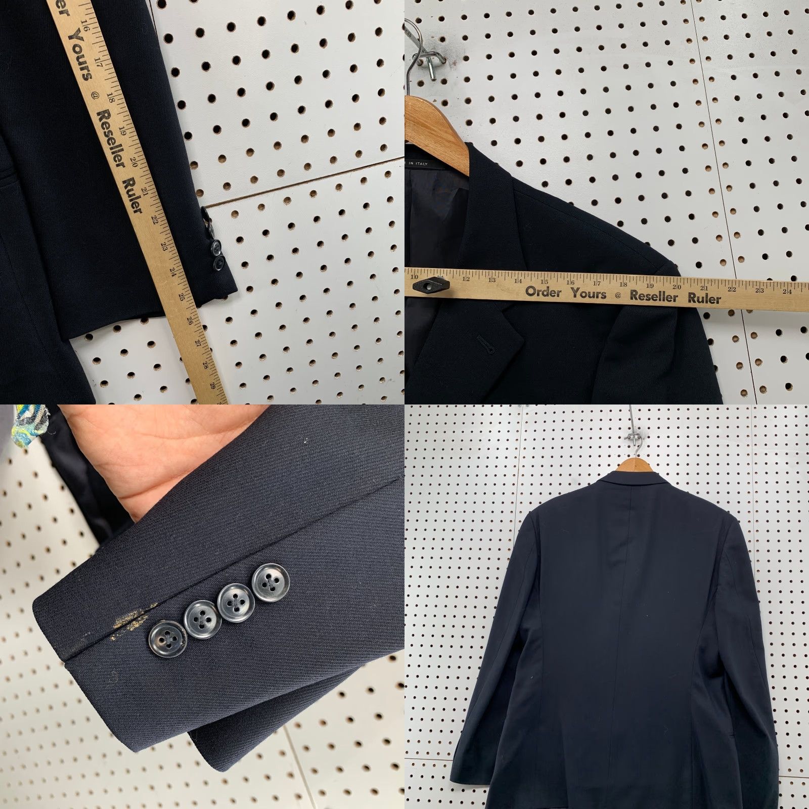 Armani VINTAGE Armani Collezioni Blazer Mens 44 Black Wool 3 Button Made Italy Size 44R - 9 Thumbnail