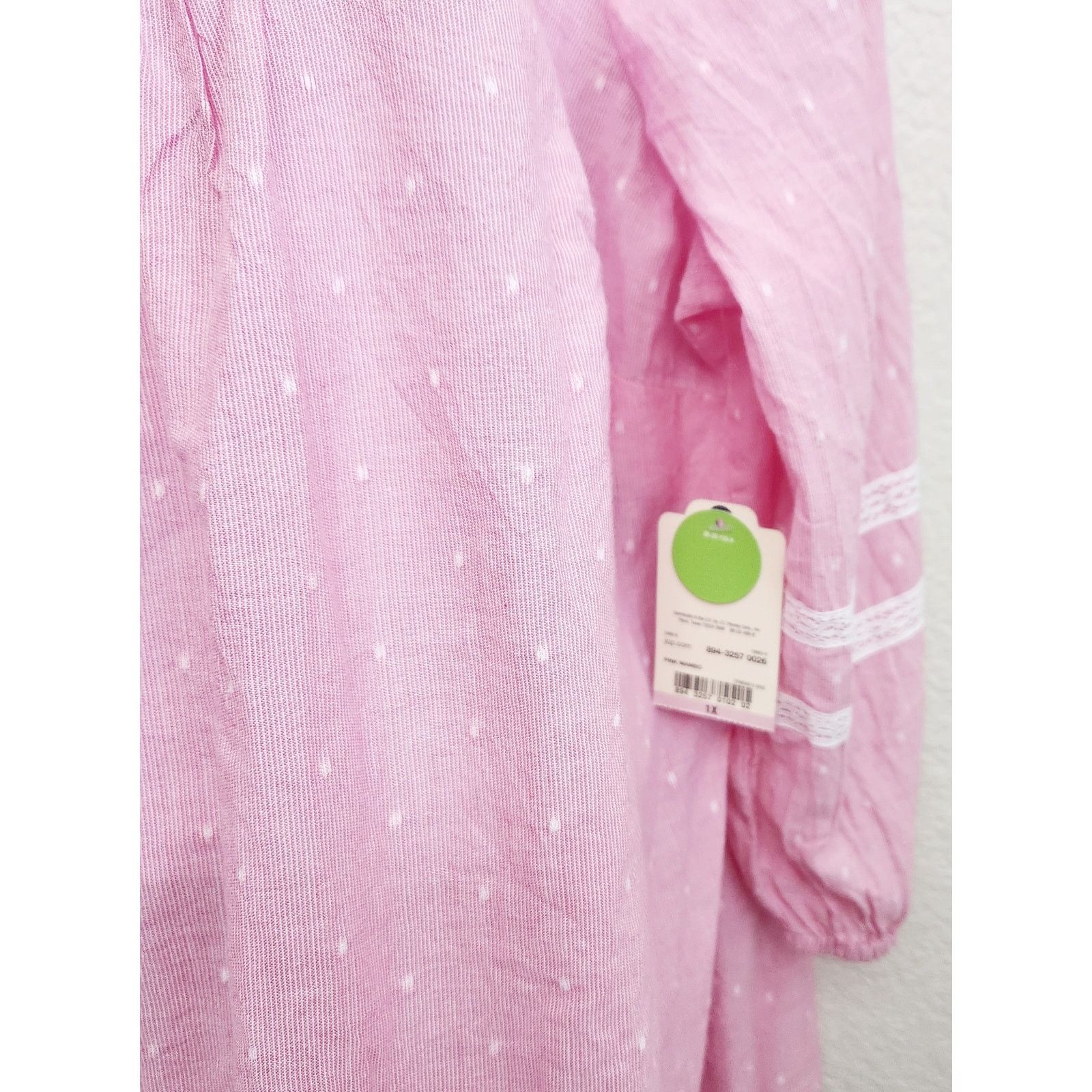 Other St John's Bay Pink Lace/Crochet Detail Peasant Top 1X NWT Size XXL / US 16-18 / IT 52-54 - 3 Thumbnail