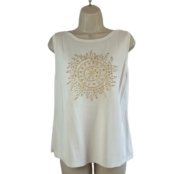 Vintage Vintage Lucia Burns gold beaded celestial sun rayon blouse Size XL / US 12-14 / IT 48-50 - 1 Thumbnail