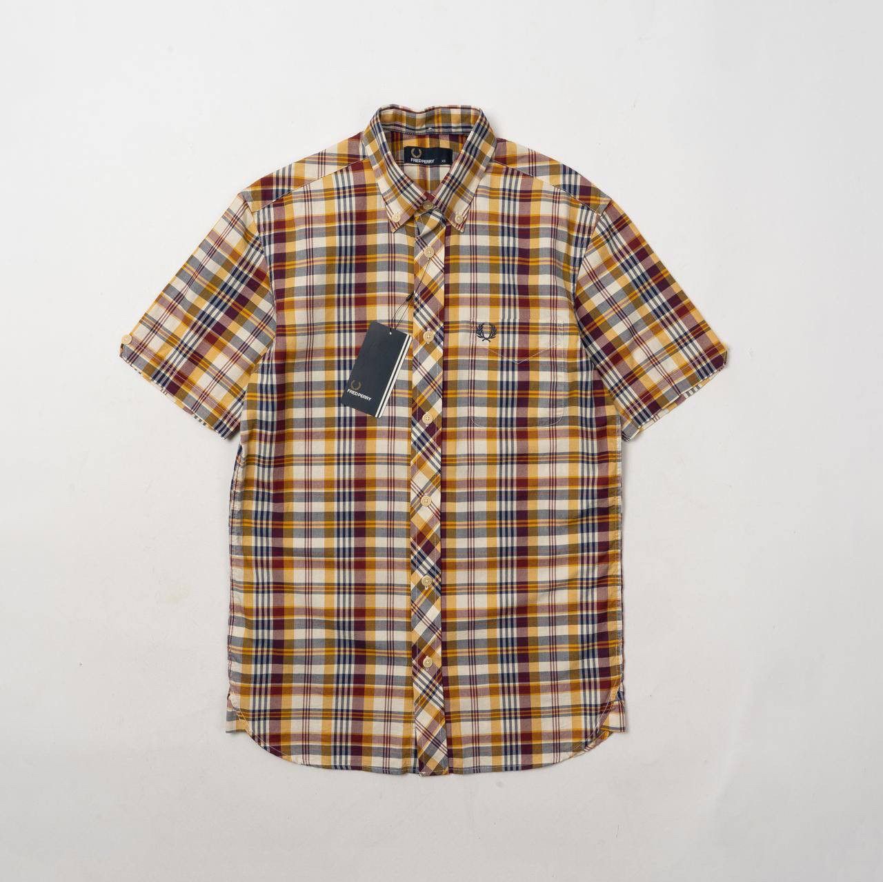 Fred Perry 🔵 FRED PERRY Short Sleeve Cotton Madras Check Shirt Size US XS / EU 42 / 0 - 2 Thumbnail