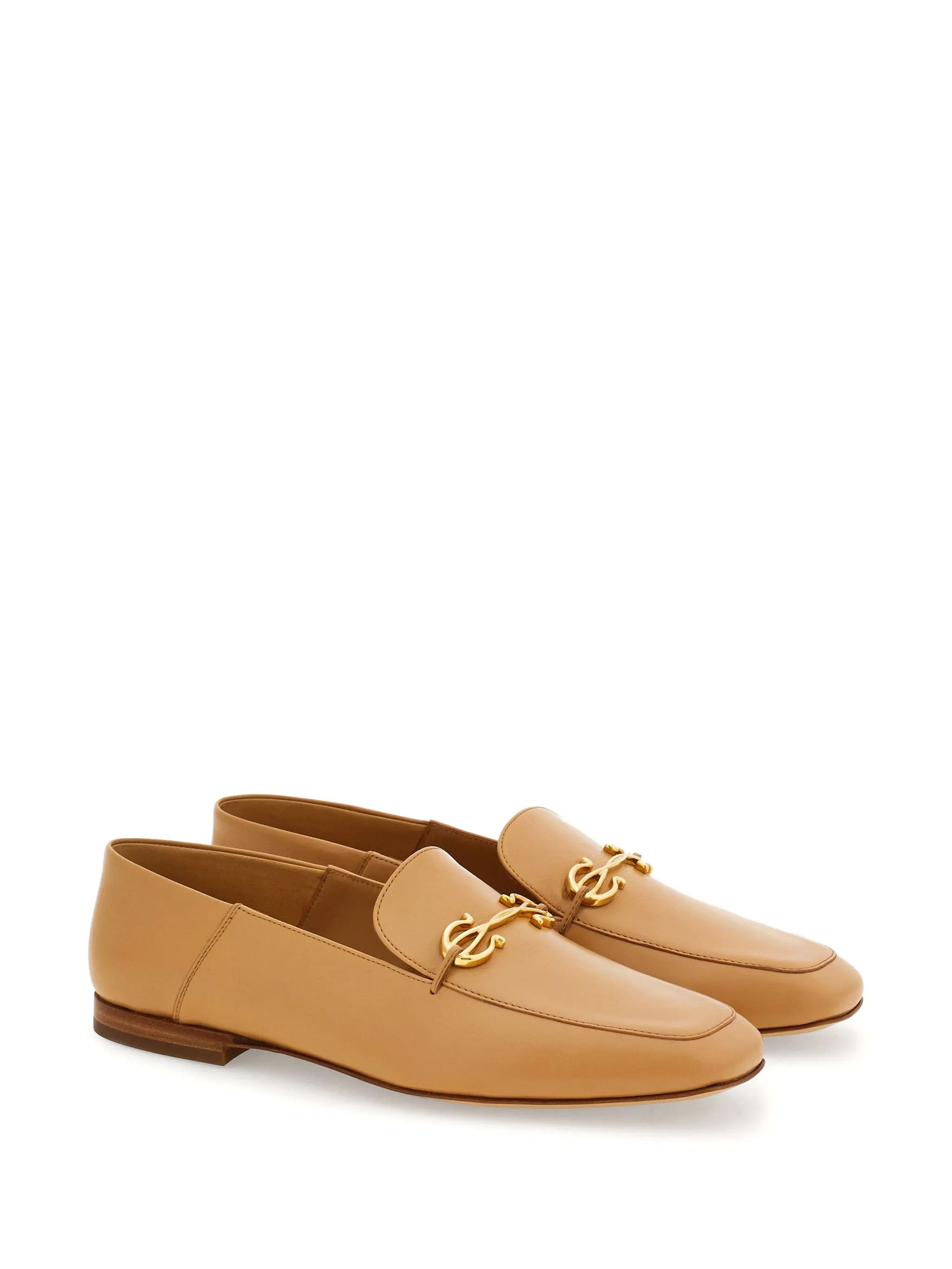 o1s1rm0126 Gancini Embellished Loafers in Caramel Brown