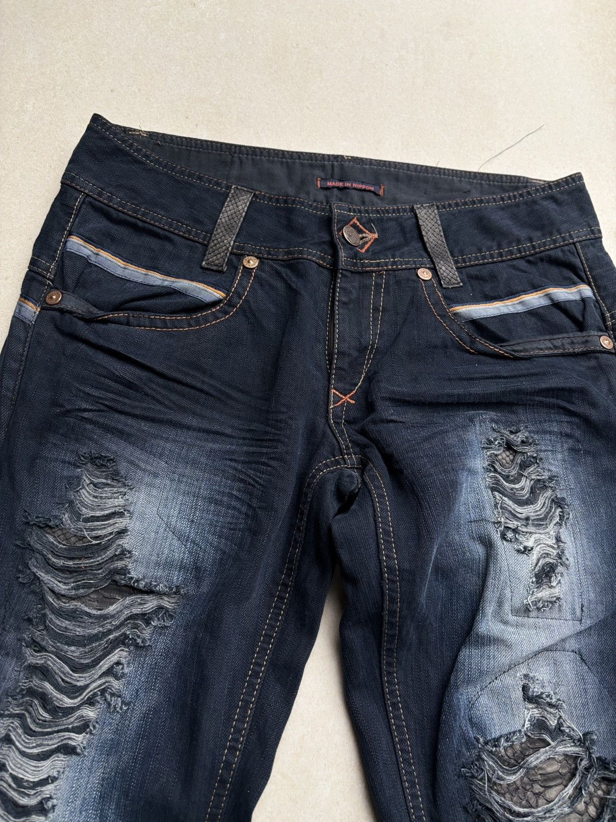Japanese Brand Blue way phyton distressed flare jeans Size US 28 / EU 44 - 4 Thumbnail