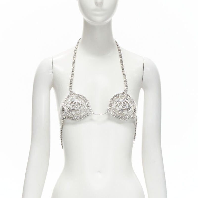 Gucci rare GUCCI ALESSANDRO MICHELE 2019 Runway GG rhinestone crystals showgirl bra Size ONE SIZE - 1 Thumbnail