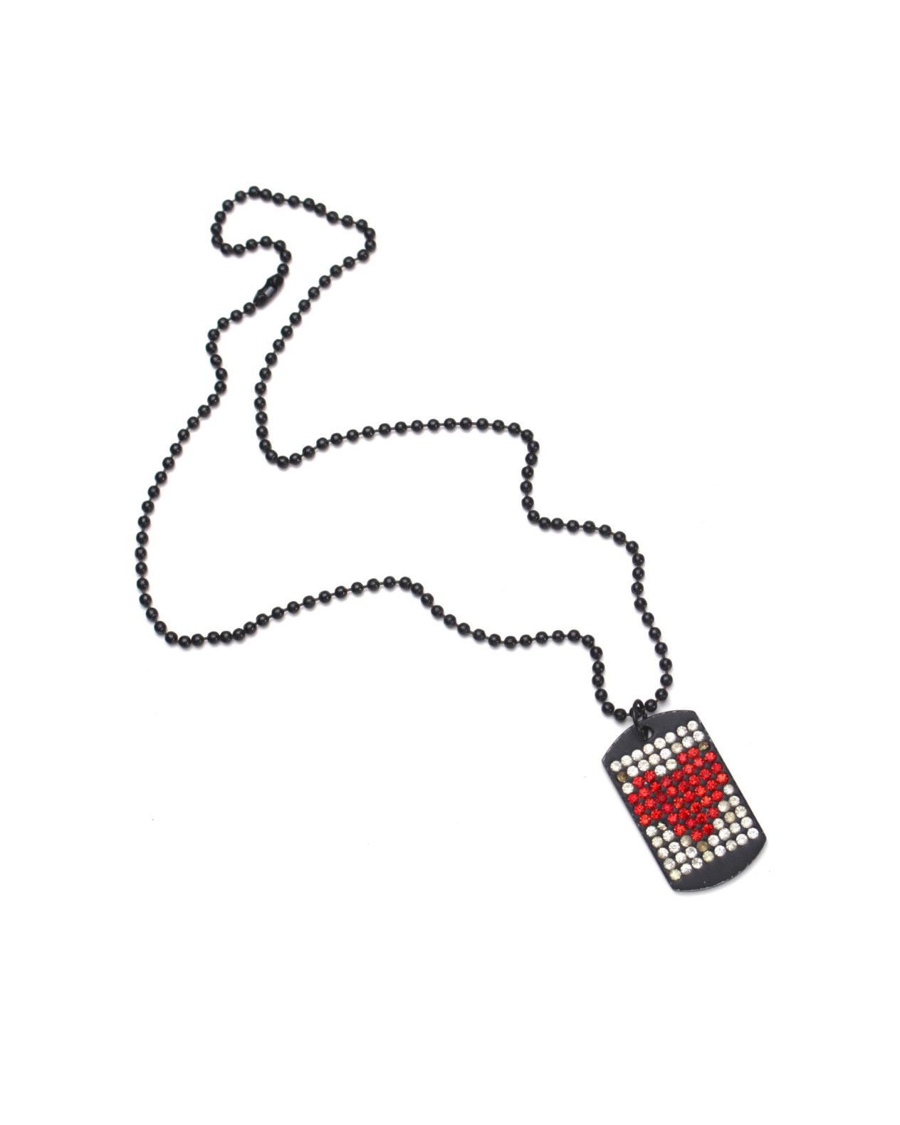 Vintage 2000S JAPANESE MADE BLACK HEARTBEAT DOG TAG NECKLACE Size ONE SIZE - 2 Thumbnail