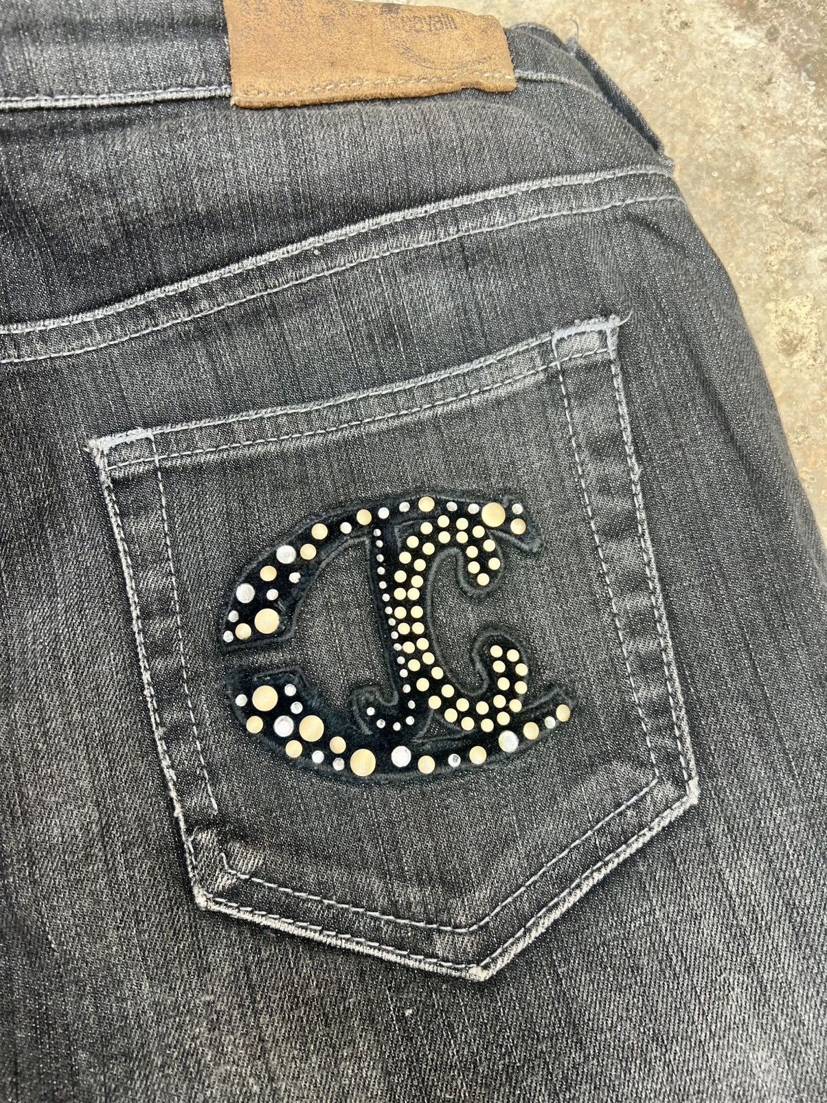 Just Cavalli Vintage Y2K Just Cavalli Rhinestones Jeans Black Denim Size US 34 / EU 50 - 12 Thumbnail