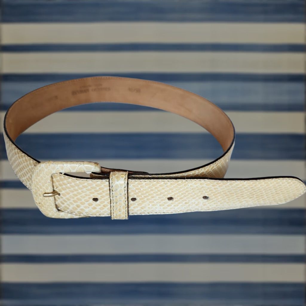 Giorgio Armani Giorgio Armani Belt Women 26 Cream Color Genuine Python Snake Skin Italy Made Size ONE SIZE - 1 Thumbnail