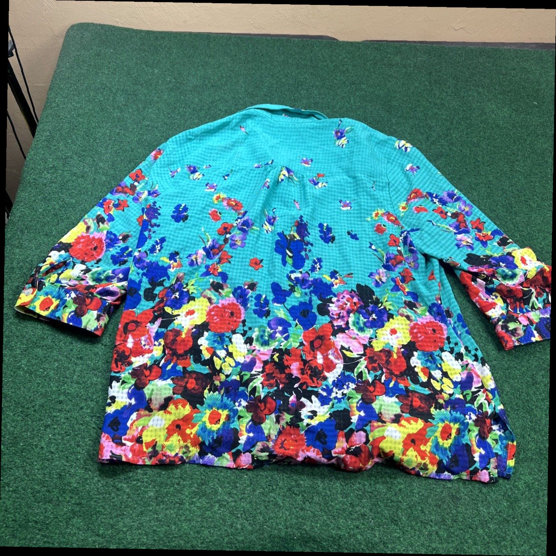 Vintage NY Collection Womens Floral Button Down Blouse Long Sleeve Size 1X Size XL / US 12-14 / IT 48-50 - 8 Thumbnail