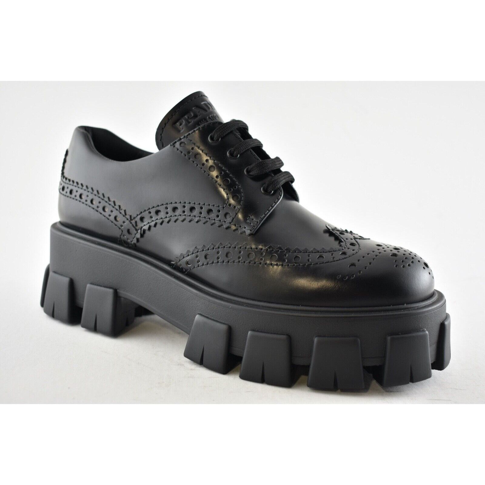 Prada Monolith Brogue Platform Loafer Creeper Lace Up Flat 39.5 Size US 9.5 / IT 39.5 - 2 Thumbnail