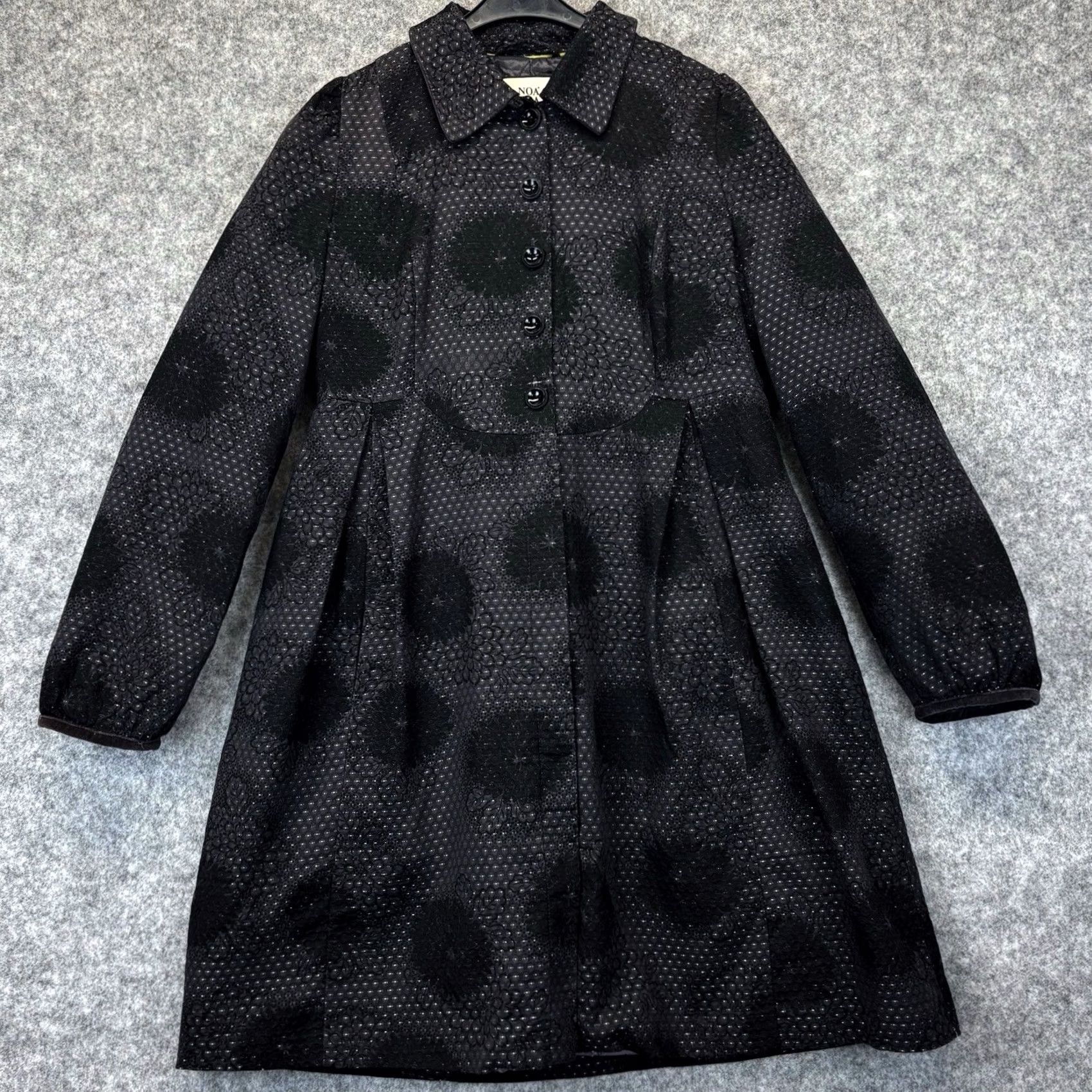 Vintage Noa Noa Coat Tuck Waist Textured Padded Size S Black Womens Button Up Coat Size S / US 4 / IT 40 - 2 Thumbnail