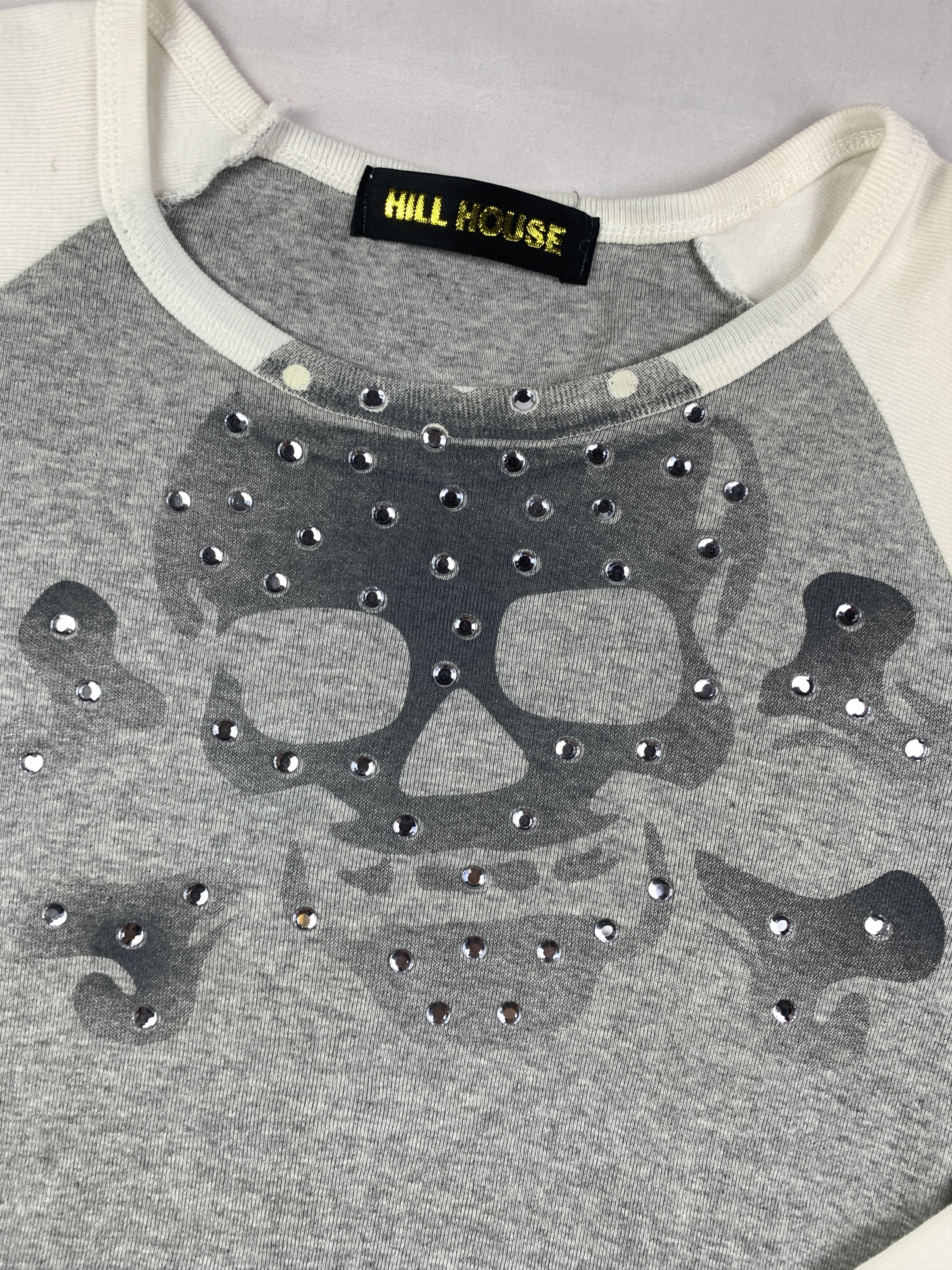 Japanese Brand HILLHOUSE Skull Rhinestones Raglan Tee (S) Size S / US 4 / IT 40 - 4 Thumbnail