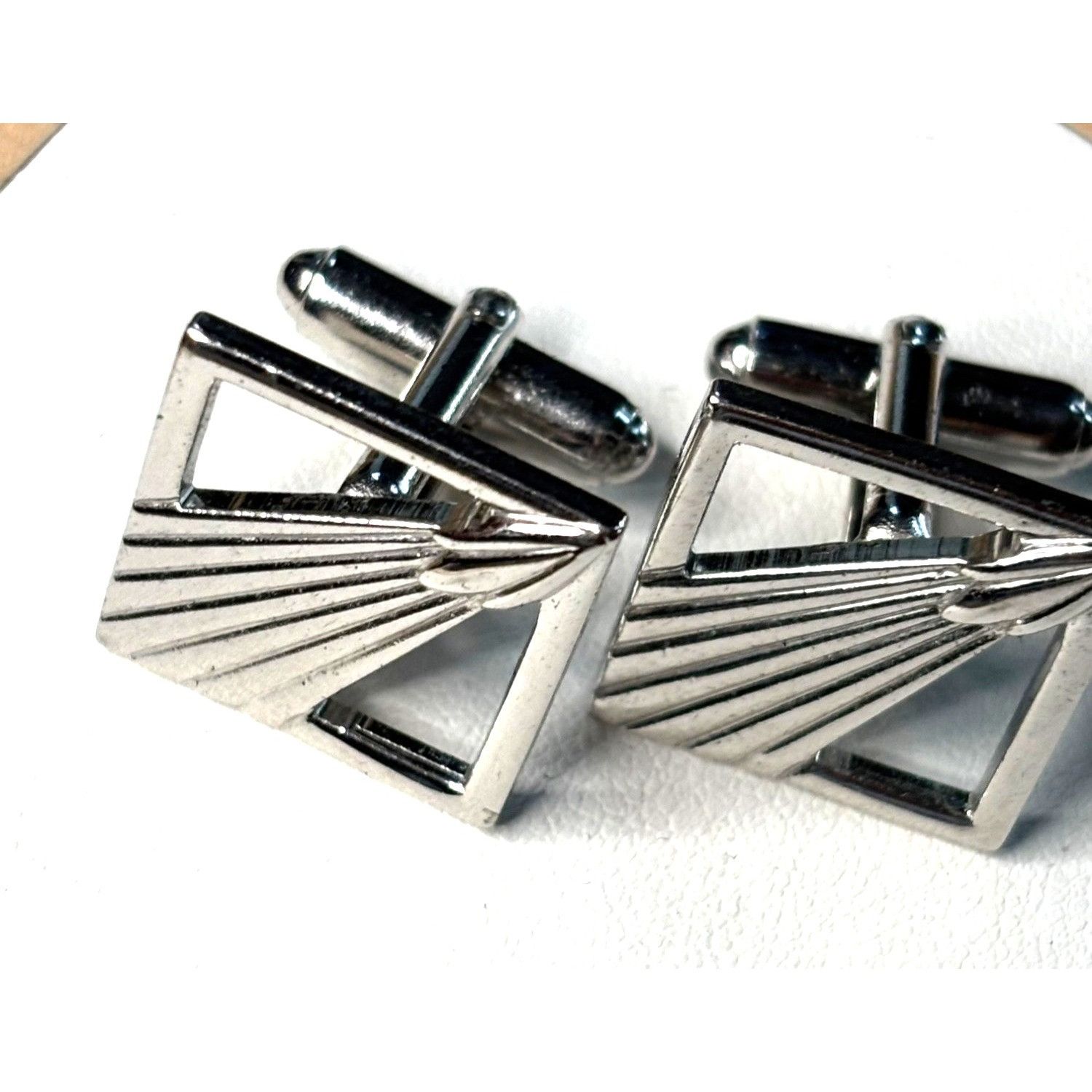 Other Vintage Silver Square Art Deco-Inspired Cufflinks With Etche Size ONE SIZE - 1 Thumbnail