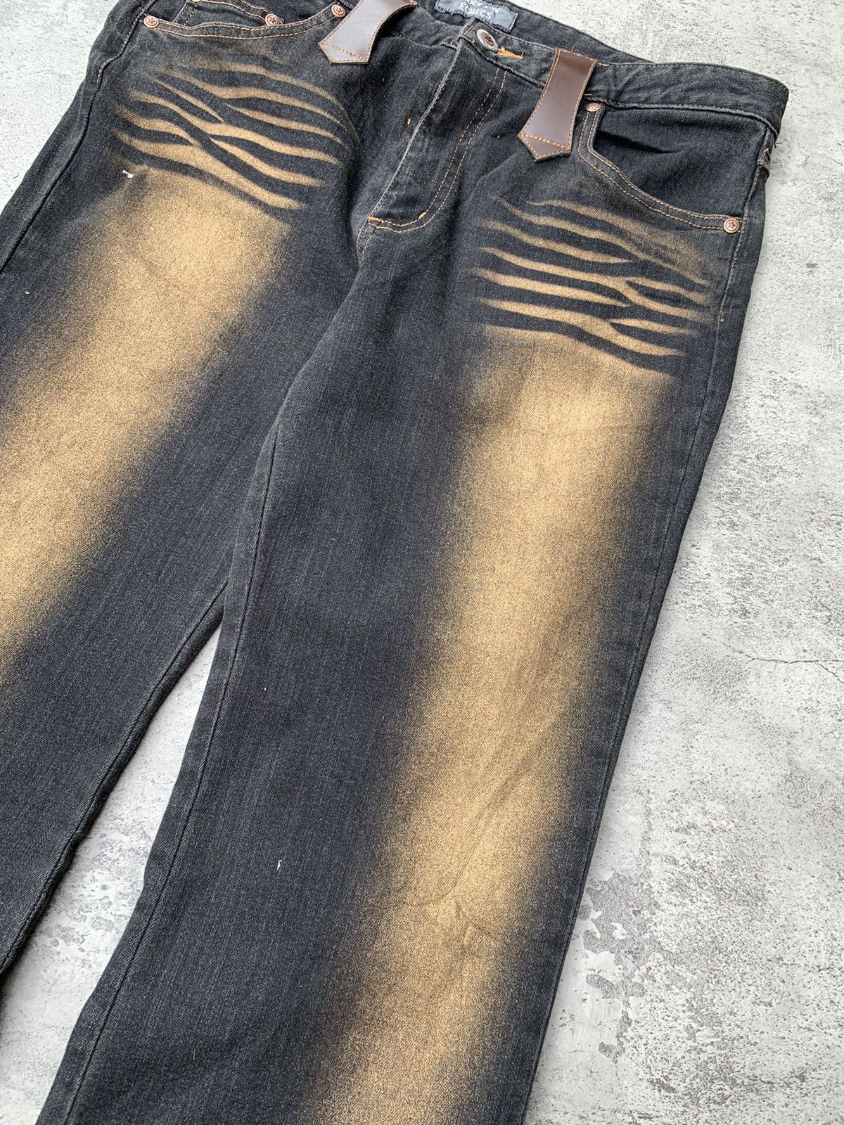 Japanese Brand JOVER AUX ECHECS gold wax lace-up flare jeans Size US 30 / EU 46 - 3 Thumbnail