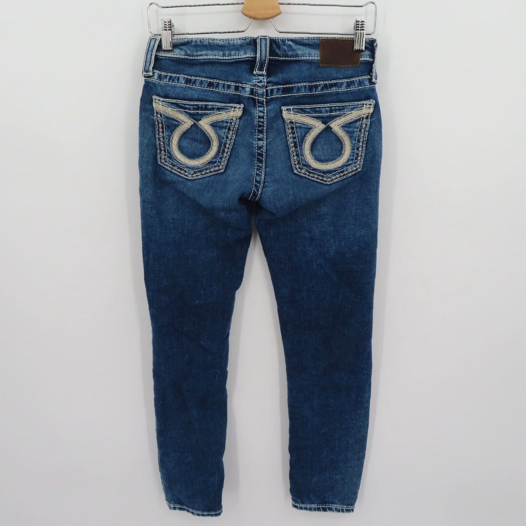 Denime BIG STAR Jeans Women Cropped Denim 26 5-Pocket Embroidered Pockets Seams Blue Cotton Denim Crop Size 26" / US 2 / IT 38 - 4 Thumbnail