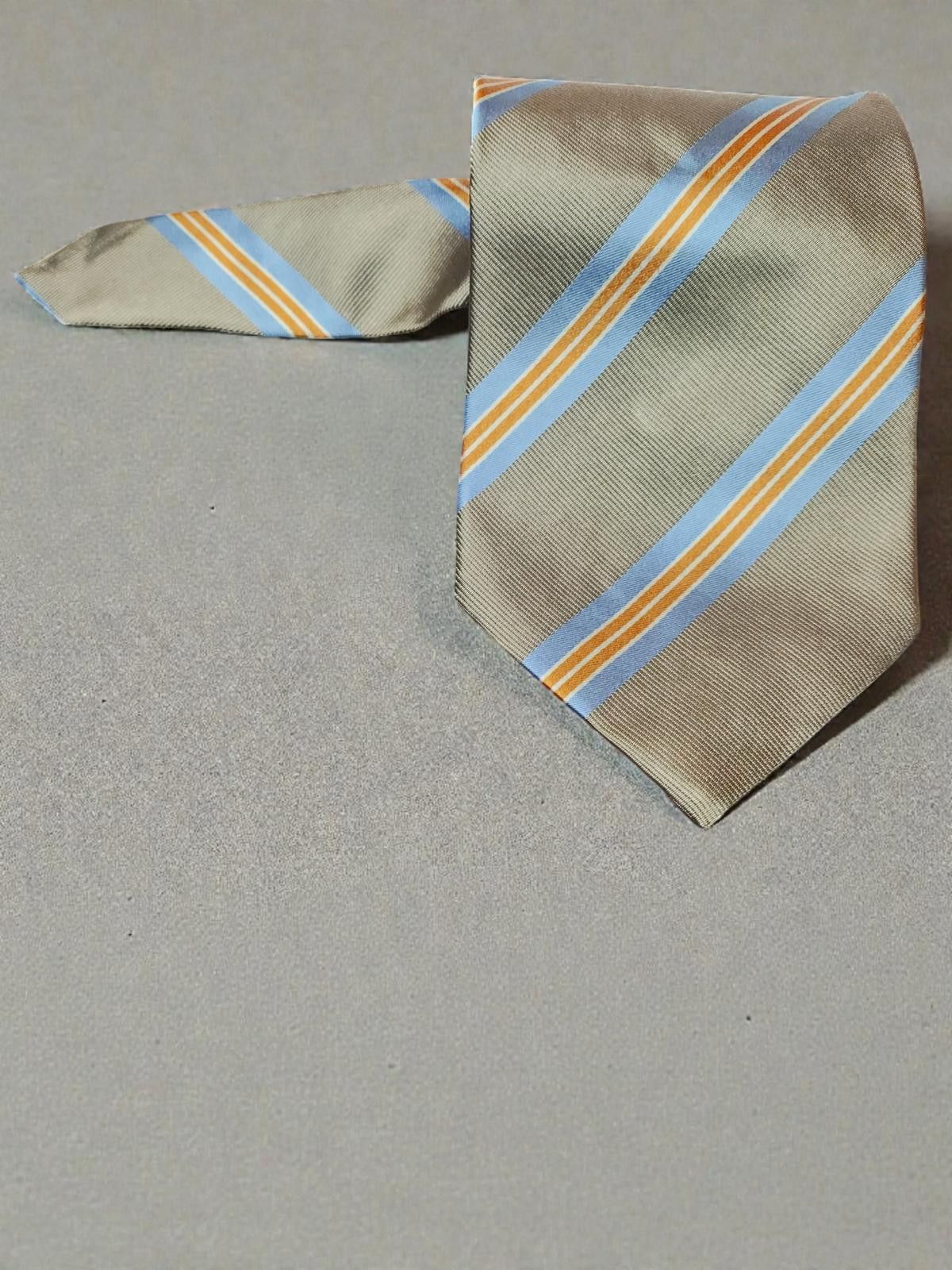Jos. A. Bank Jos. A. Bank Silk Men's Tie Taupe with Blue and Orange Stri Size ONE SIZE - 2 Thumbnail
