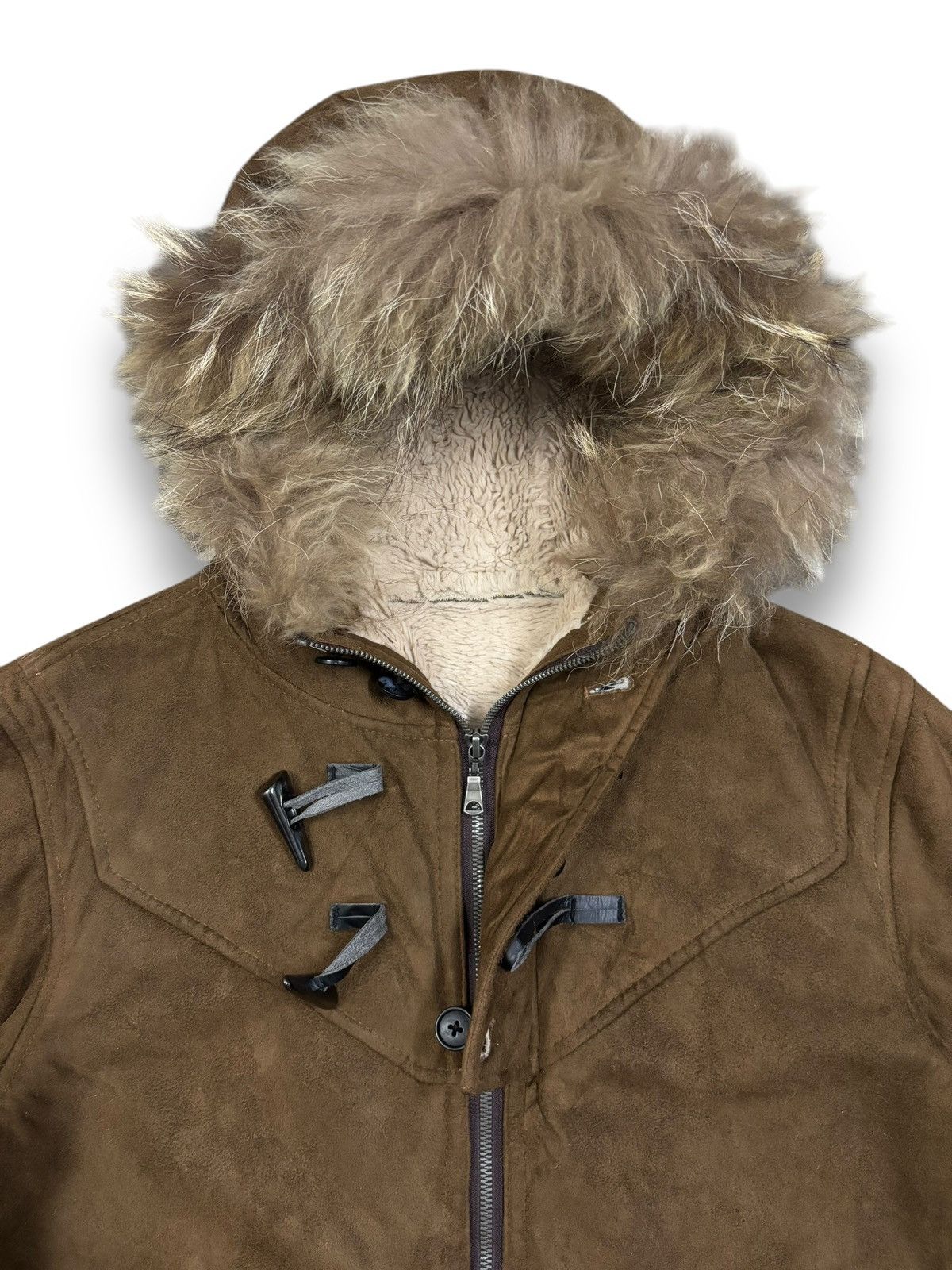 If Six Was Nine Semantic Design Faux Suede Raccoon Fur Hooded Punk Jacket Size US M / EU 48-50 / 2 - 5 Thumbnail