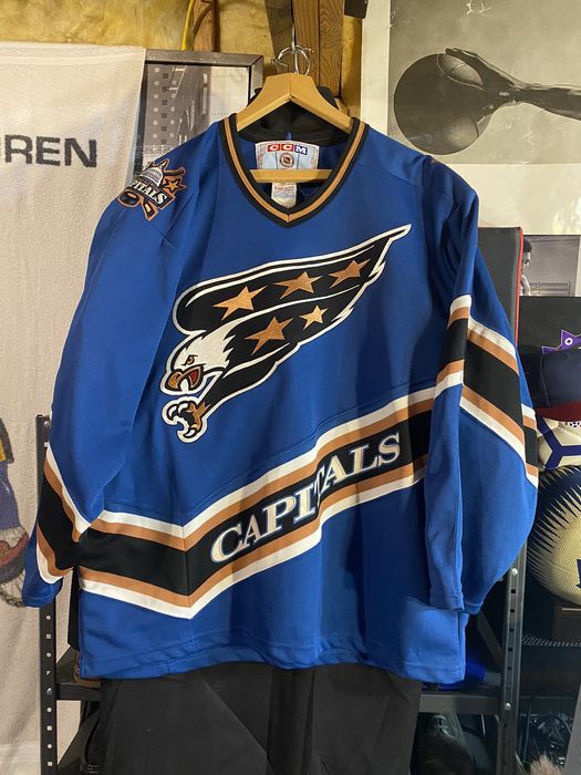 Vintage Pro Player Washington Capitals Blue Screaming Eagle Jersey Size XL