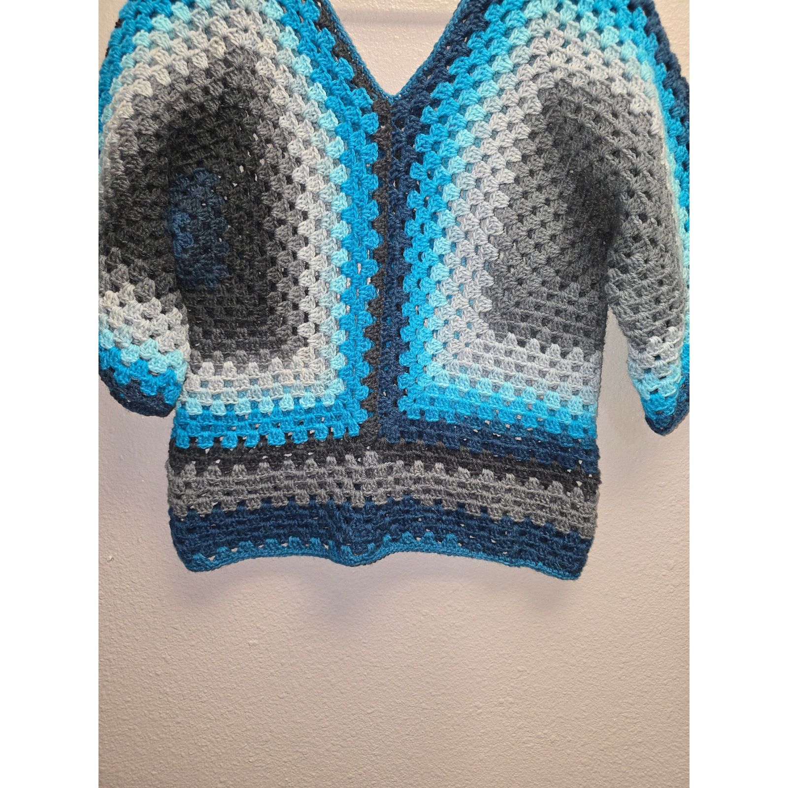Other Crochet Top Jumper Blue Multicolor Crochet Beach Coverup Size M / US 6-8 / IT 42-44 - 2 Thumbnail