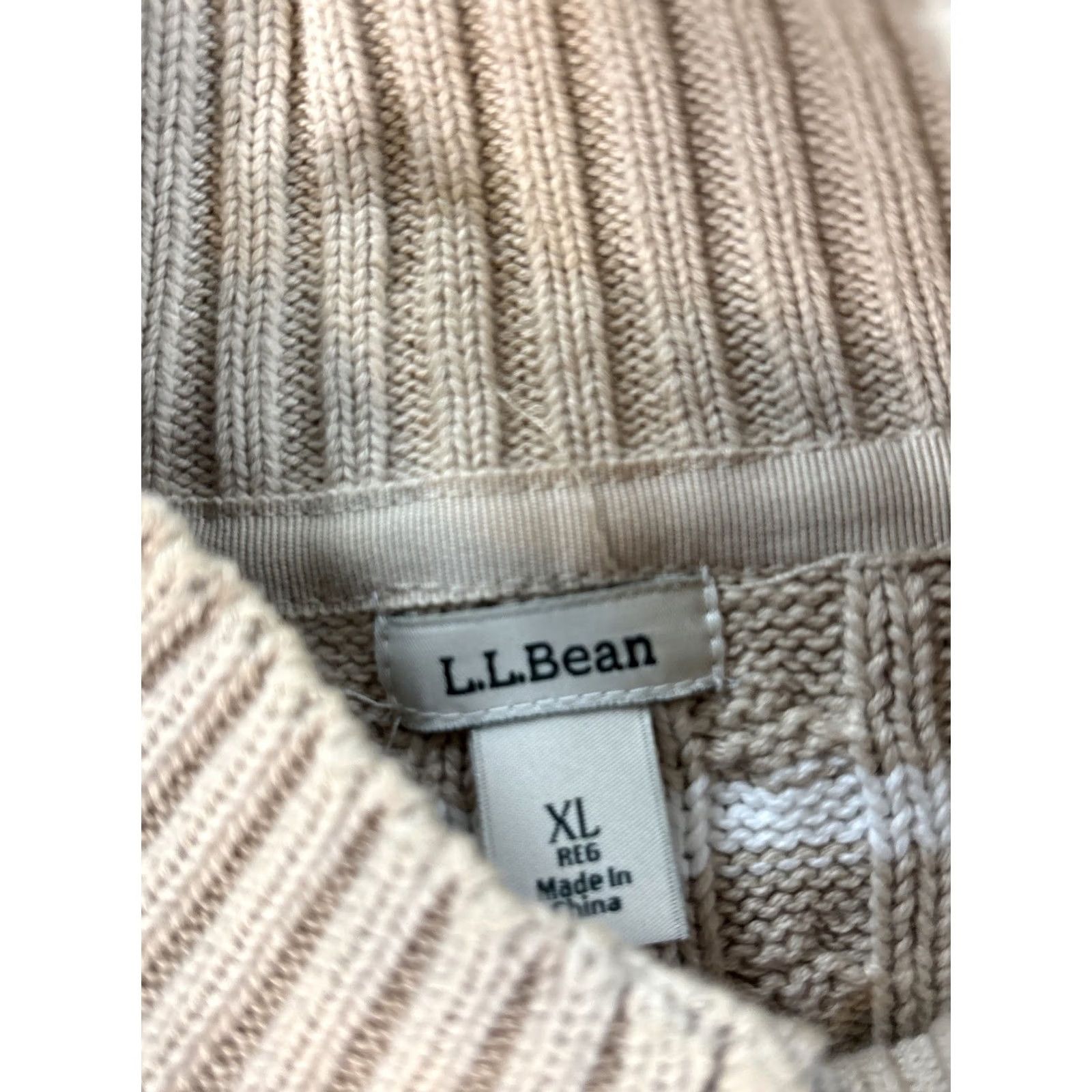 Vintage LL Bean Sweater Womens XL Cardigan Cable-Knit Striped Zip Mock Neck Fisherman Full Zip Size XL / US 12-14 / IT 48-50 - 4 Thumbnail